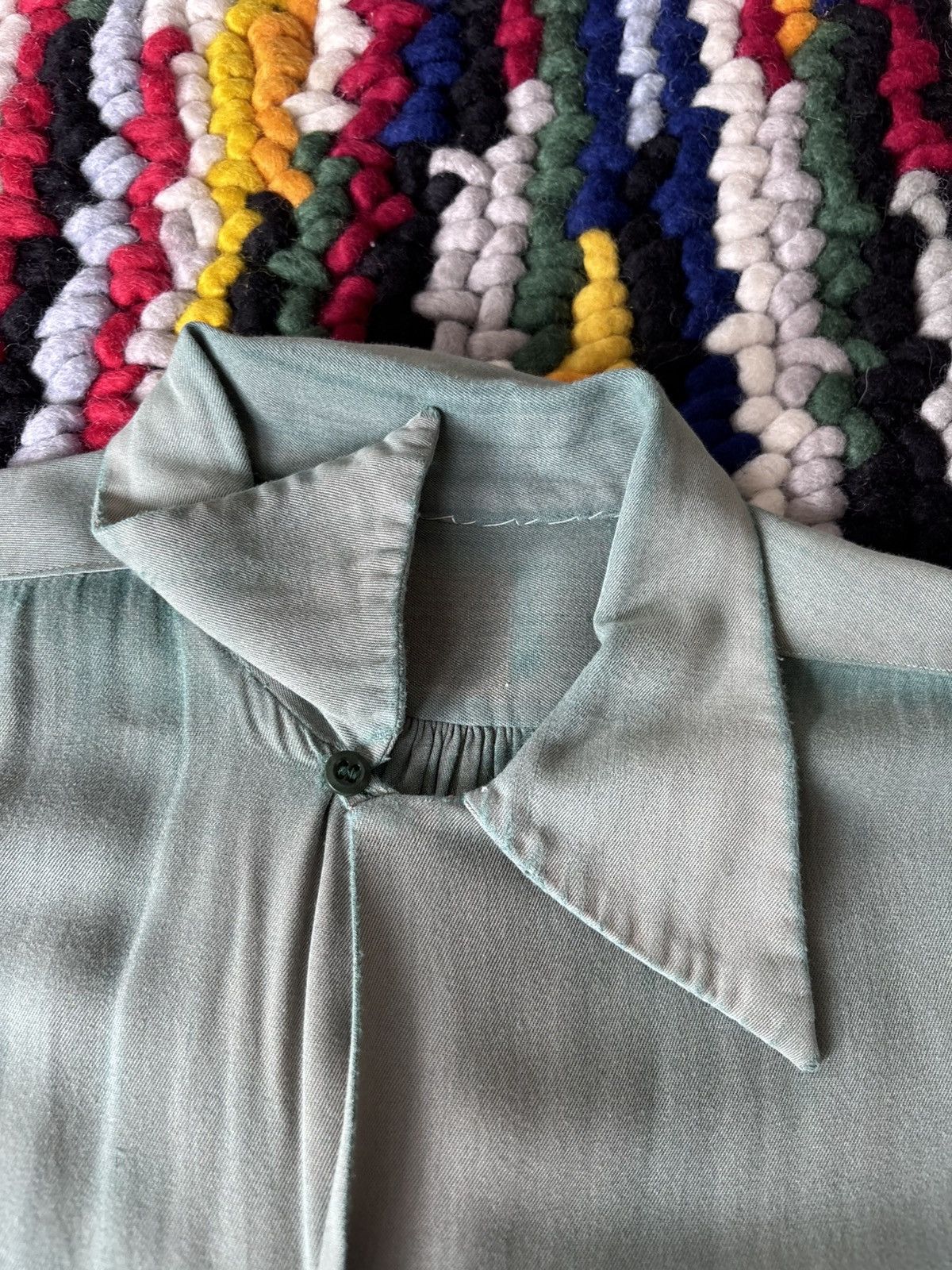 JCPenney × Vintage 1940s Rayon Gabardine Loop Collar Green Size US M / EU 48-50 / 2 - 6 Thumbnail