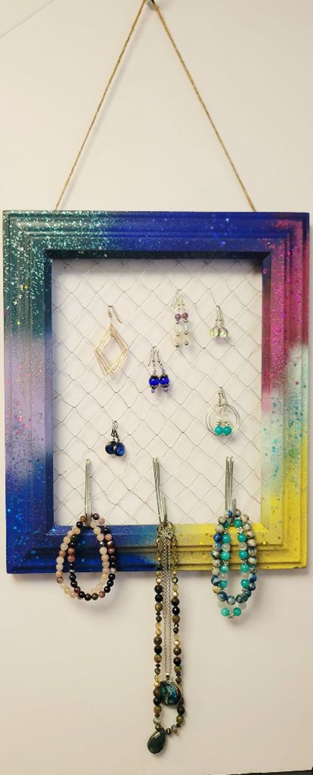 Handmade Upcycled photo frame jewelry organizer Size ONE SIZE - 4 Thumbnail