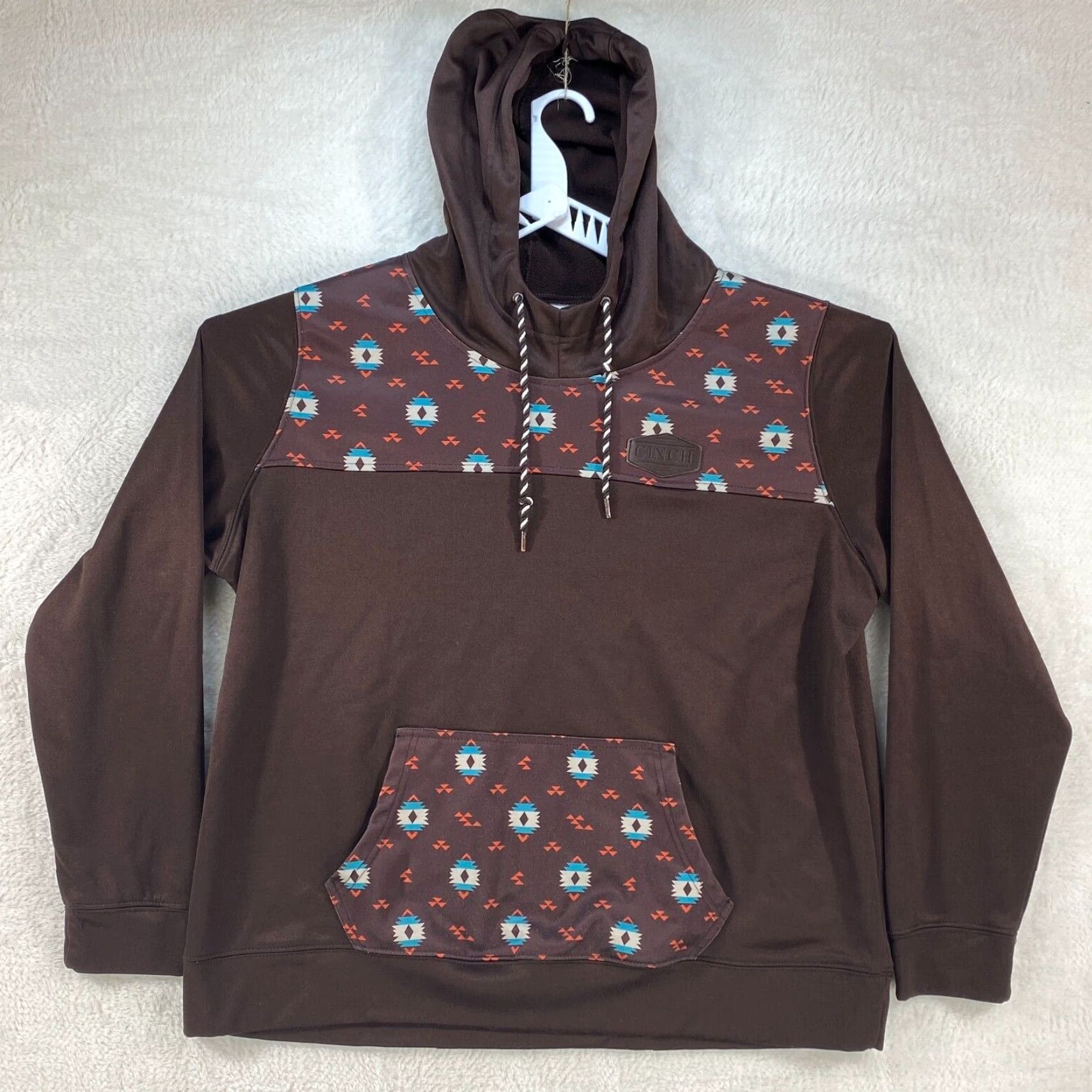 Logo 7 Cinch Womens XL Western Brown Aztec Hoodie Hooded Sweatshirt Pockets Logo Shirt Size XL / US 12-14 / IT 48-50 - 2 Thumbnail
