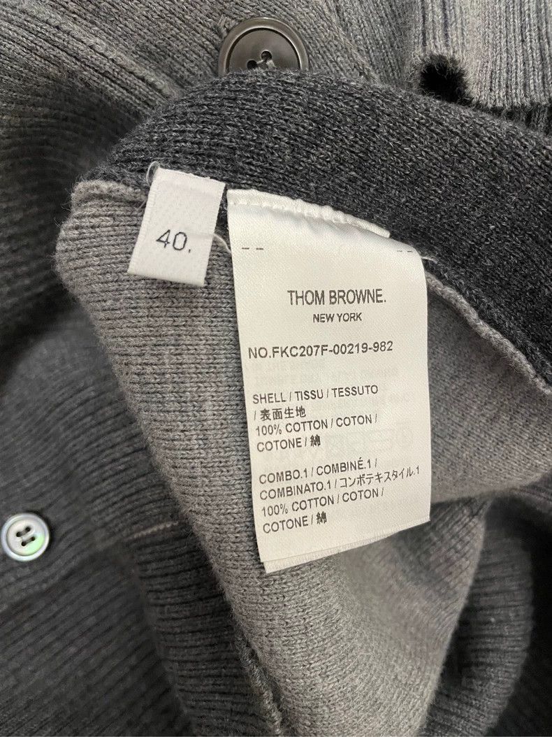 Thom Browne Thom Browne Gray color block four-striped knitted cardigan Size S / US 4 / IT 40 - 6 Thumbnail