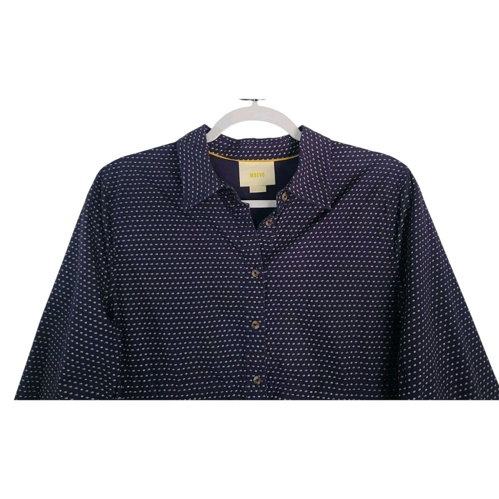 Anthropologie Anthropologie Maeve Navy Blue Polka Dot Tunic Top Large Size L / US 10 / IT 46 - 6 Thumbnail
