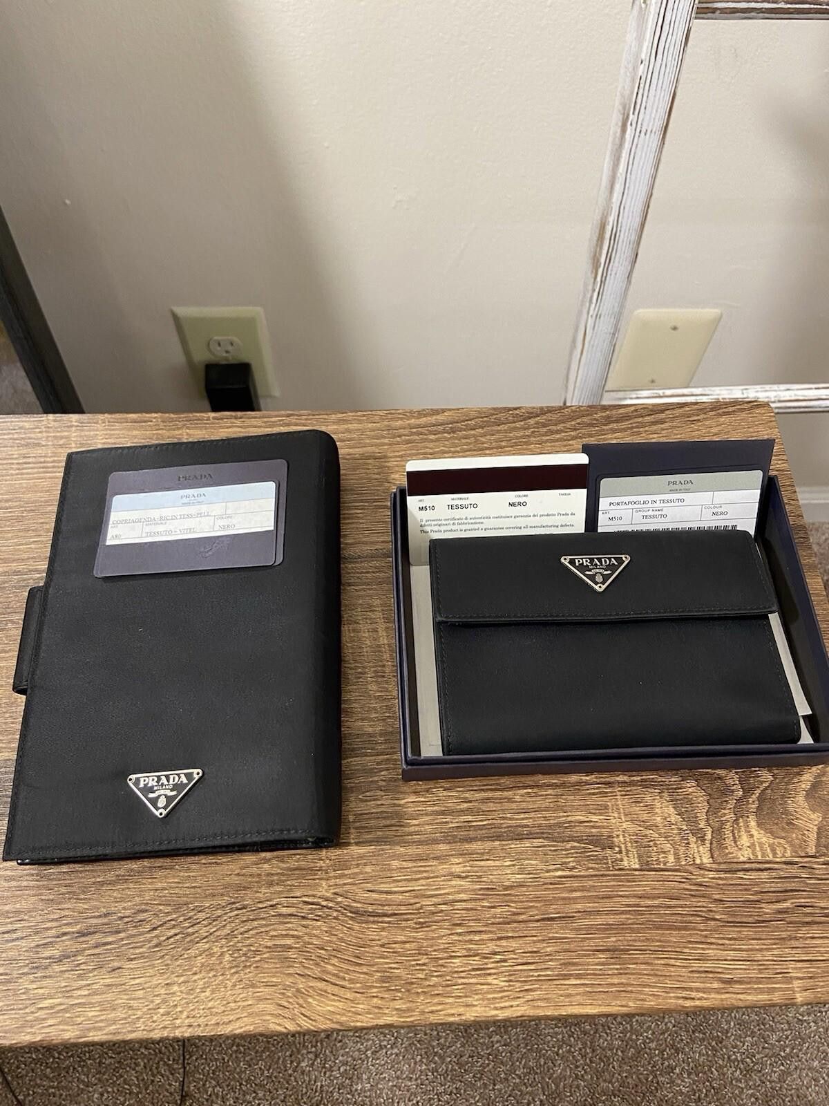 Prada Prada Black Nylon Saffiano Notebook Cover Trifold Wallet Set Size ONE SIZE - 1 Thumbnail