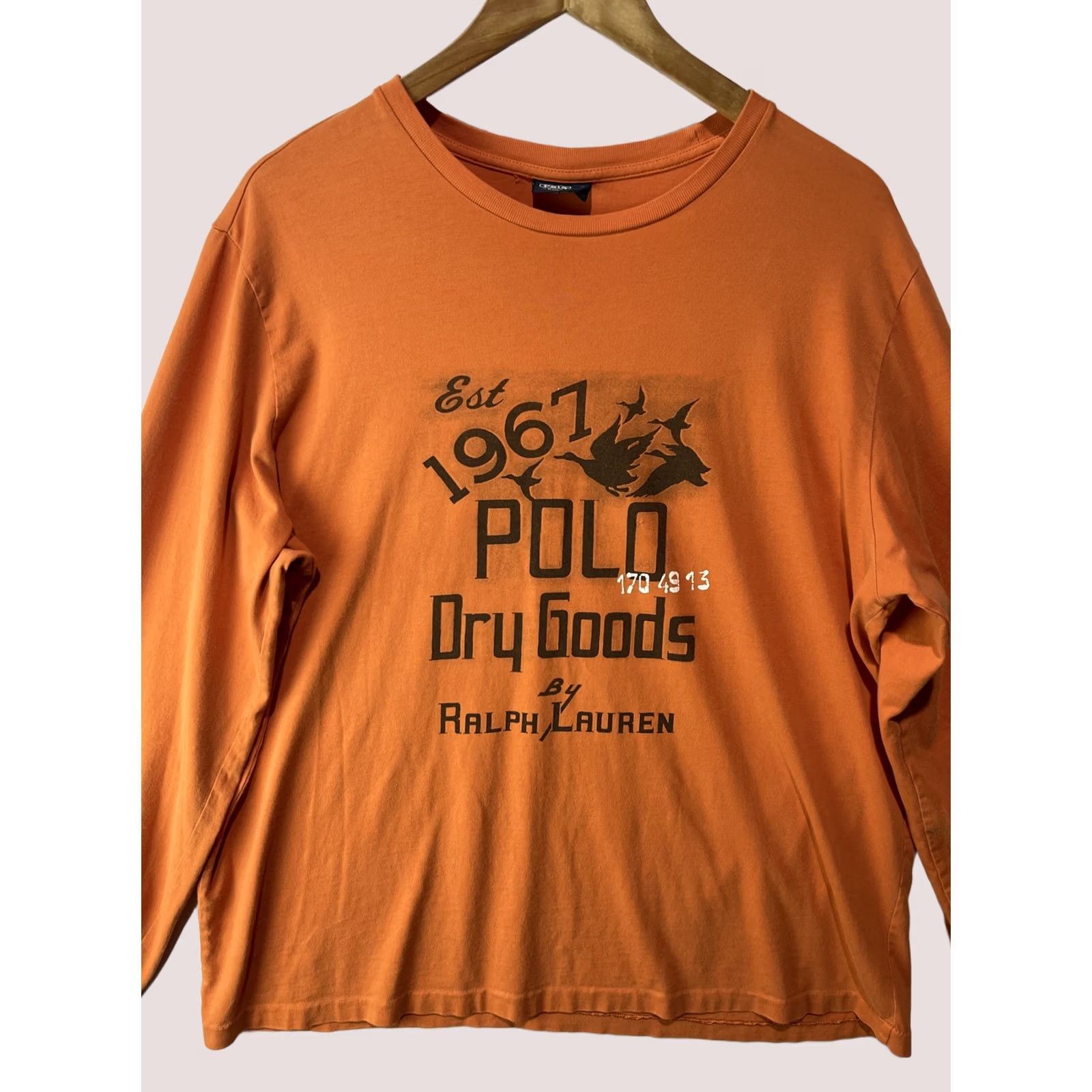 Polo Ralph Lauren VINTAGE Polo Ralph Lauren Shirt Mens L Orange Knit Crew Neck Logo Graphic Print Size US L / EU 52-54 / 3 - 1 Thumbnail