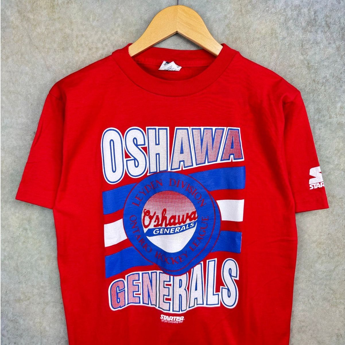 Starter VTG 90s Oshawa Generals Hockey T Shirt Sz M Red Size US M / EU 48-50 / 2 - 2 Thumbnail