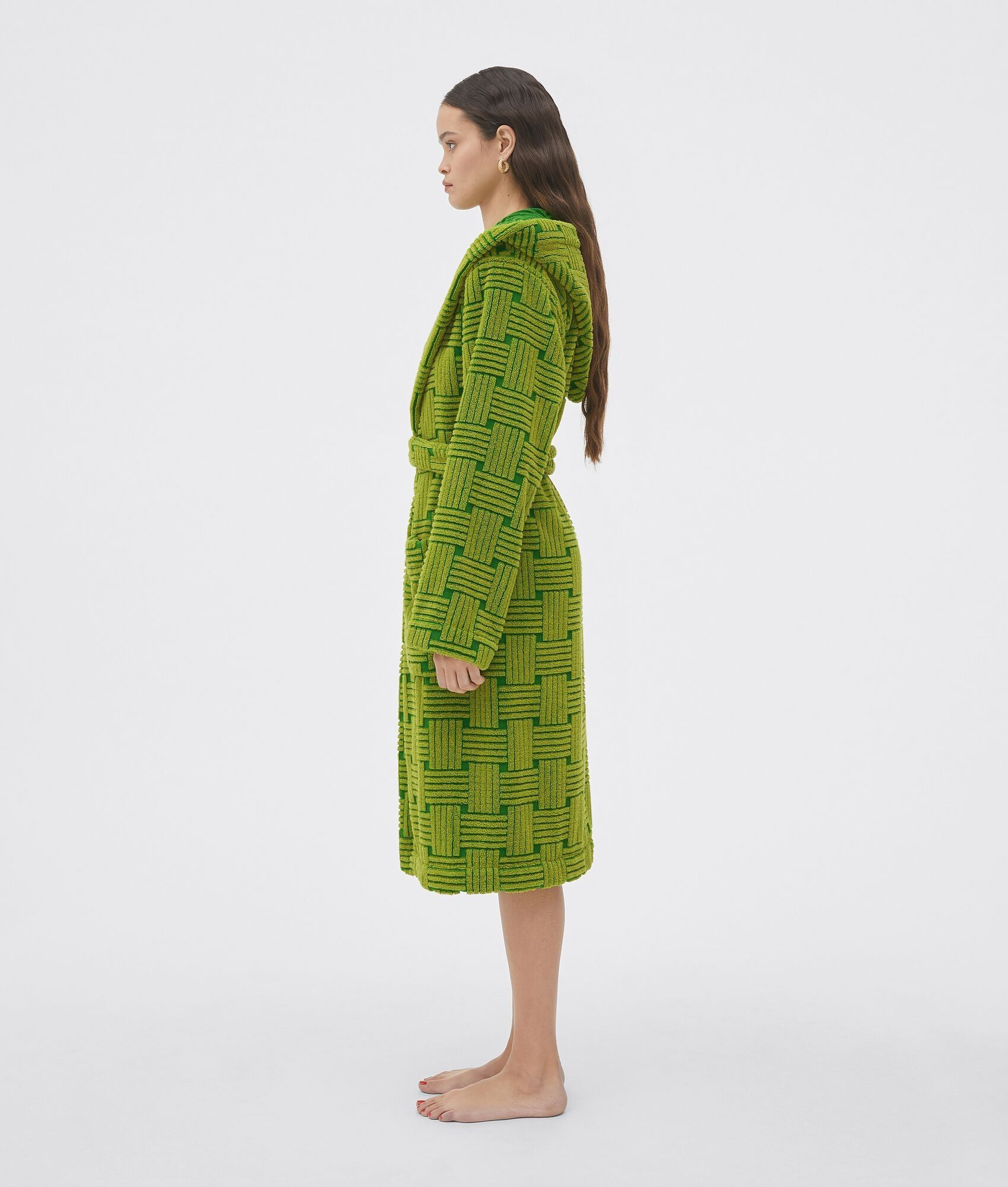 Bottega Veneta o1bcso1str0225 Intreccio Pattern Cotton Bathrobe Parakeet Size S / US 4 / IT 40 - 3 Thumbnail