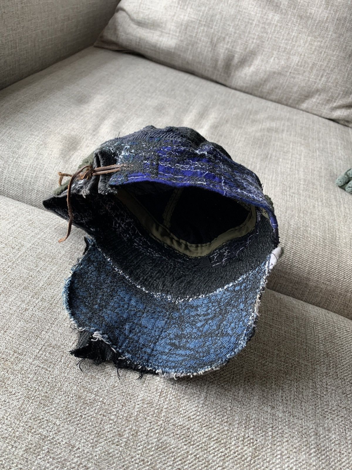 Japanese Brand 1/1 Thrashed Patchwork Hat Distressed by DARKPULL Size ONE SIZE - 6 Thumbnail