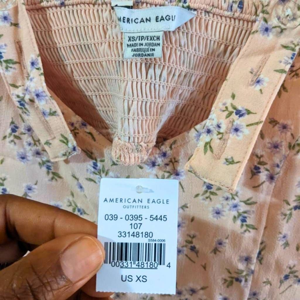 American Eagle Outfitters American Eagle XS Floral Sleeveless Mini Dress Pink Smocked Size XS / US 0-2 / IT 36-38 - 3 Thumbnail