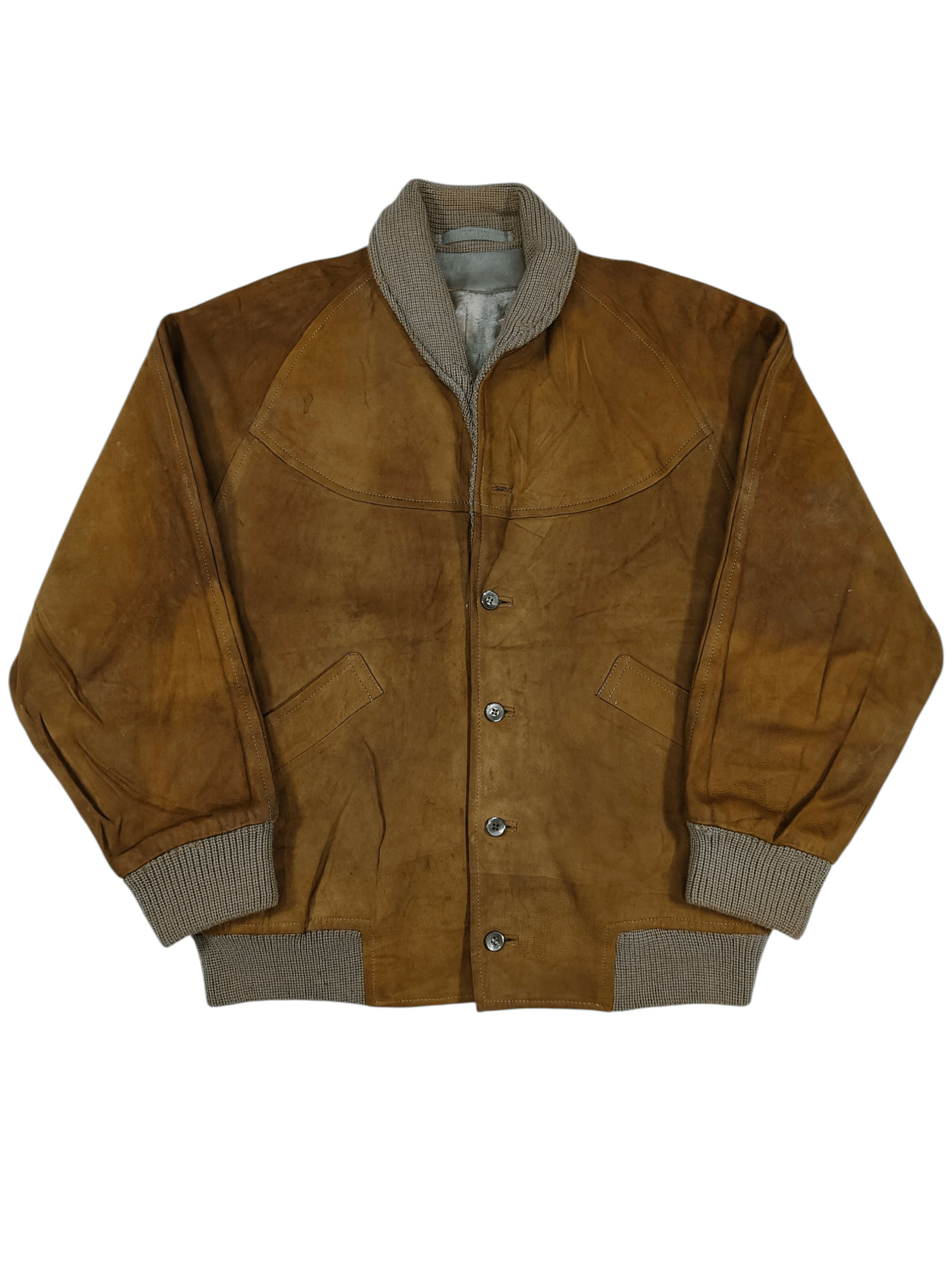 🔥70s-80s Suede Shearling Inner Shawl Collar Bomber