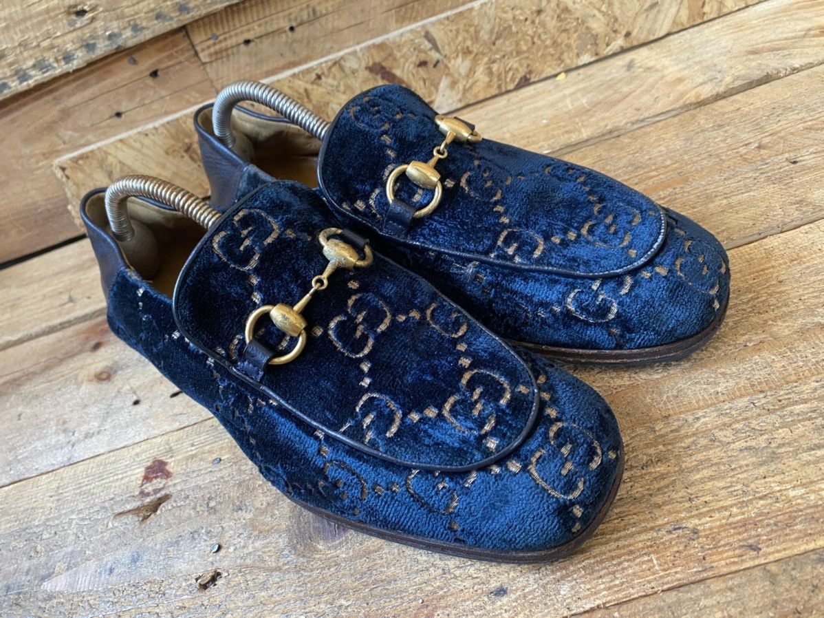 Designer × Gucci Gucci horsebit monogram velvet GG LOGO slip on loafers Uk6 Size US 7 / EU 40 - 14 Thumbnail
