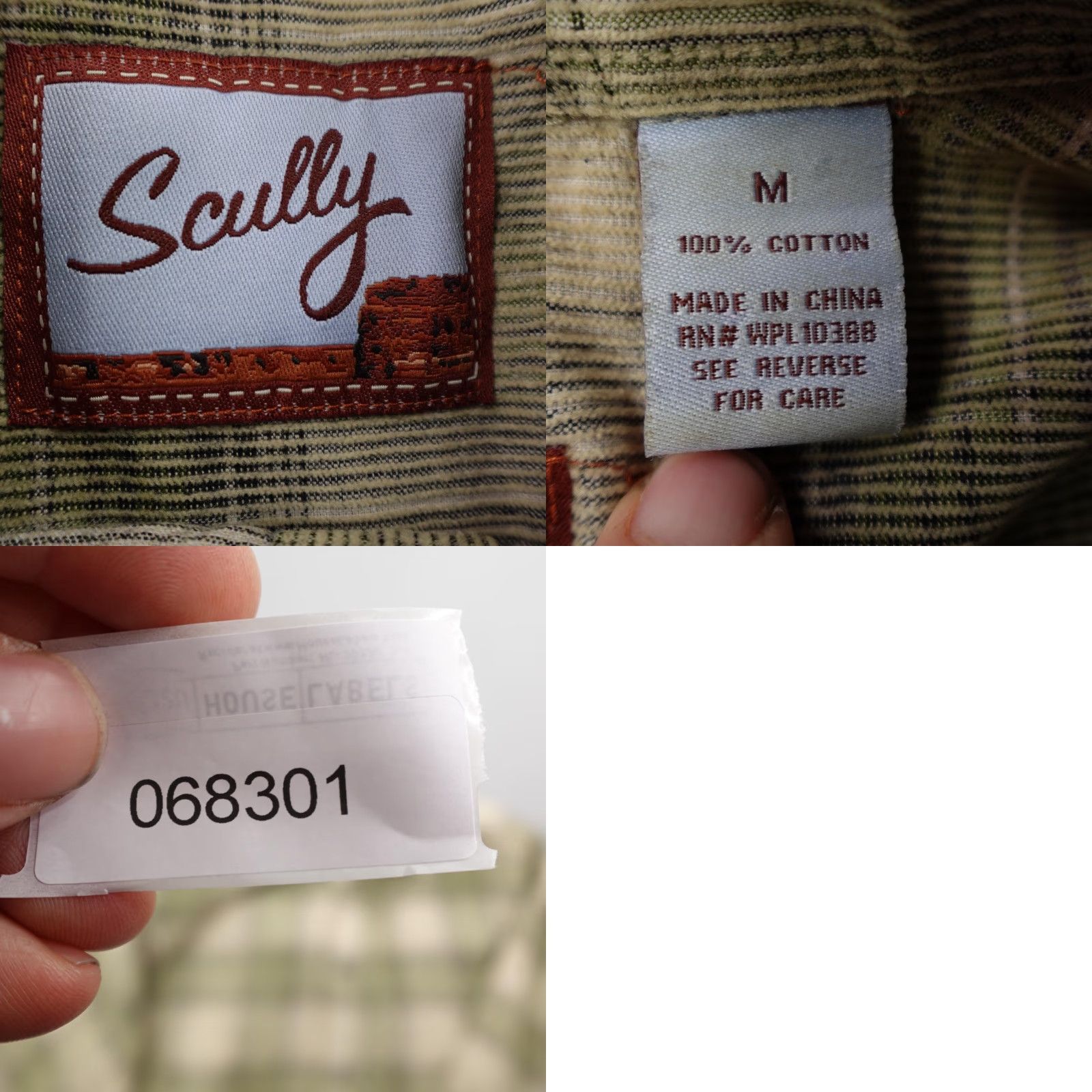 Scully Scully Shirt Men Medium Green Beige Plaid Corduroy Button Up Frontier Dress Casual Workwear Outdoors Mens Size US M / EU 48-50 / 2 - 8 Thumbnail