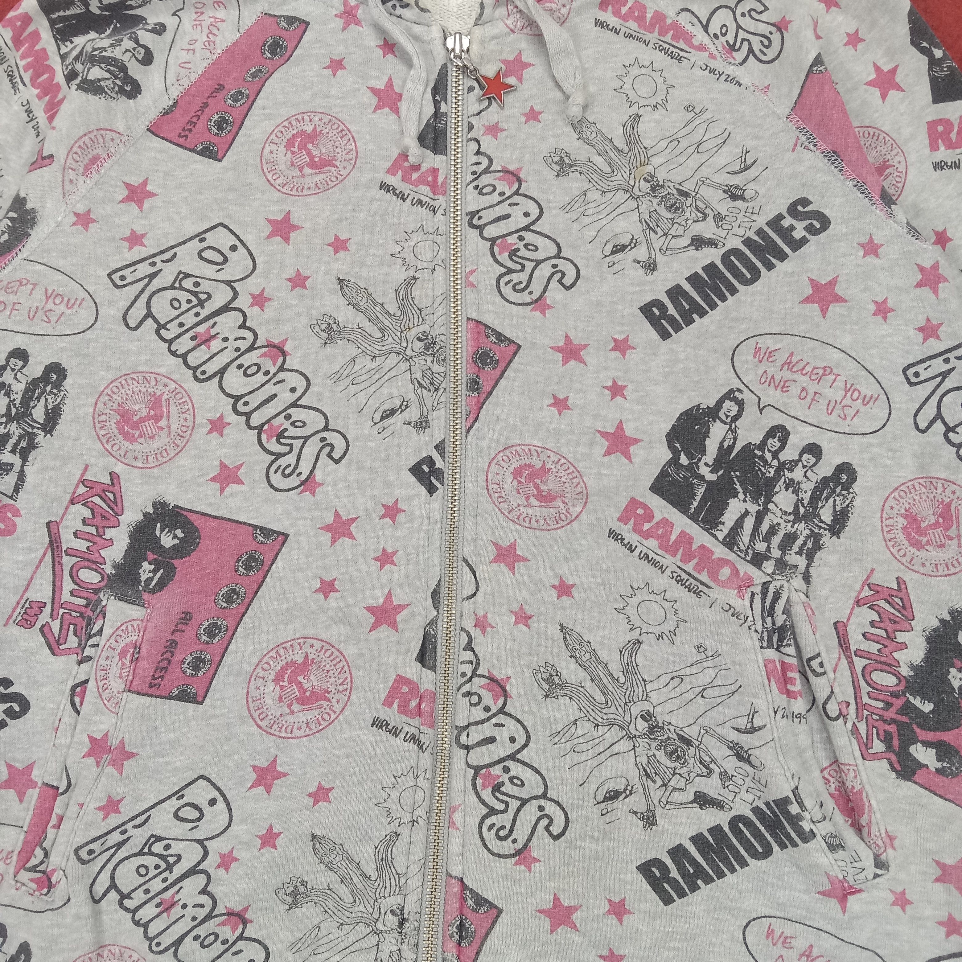 Band Tees × Hysteric Glamour × Vintage Ramones X Hysteric Glamour Rare Design Fashion Zipper Hoodie Size US XS / EU 42 / 0 - 2 Thumbnail