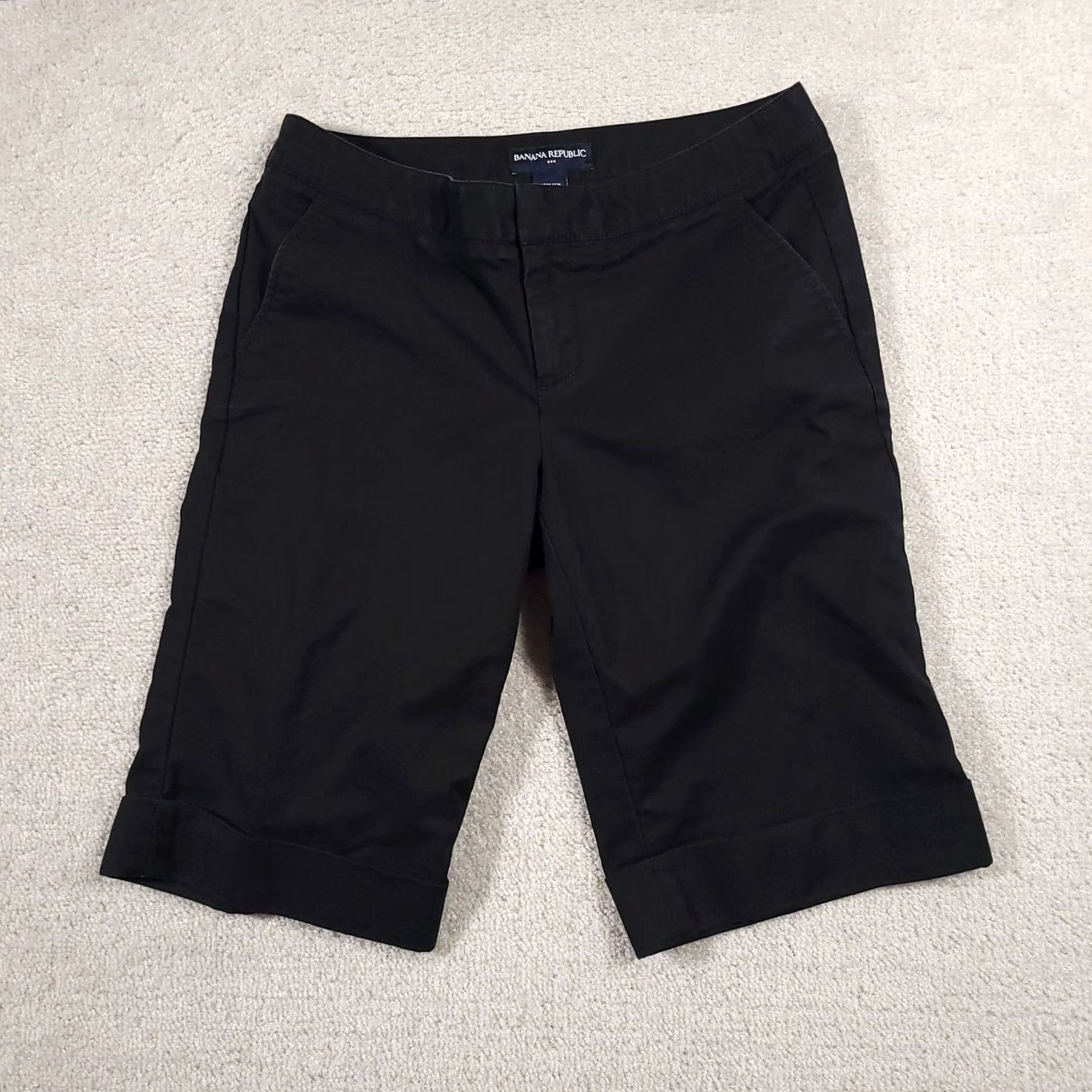 Banana Republic Banana Republic Bermuda Shorts Women's 4 Navy Blue Stretch Pockets Cuffed Regular Rise Low Inseam 11 in Flat Front Zip Front Machine Washable- Blue Size 27" / US 4 / IT 40 - 2 Thumbnail