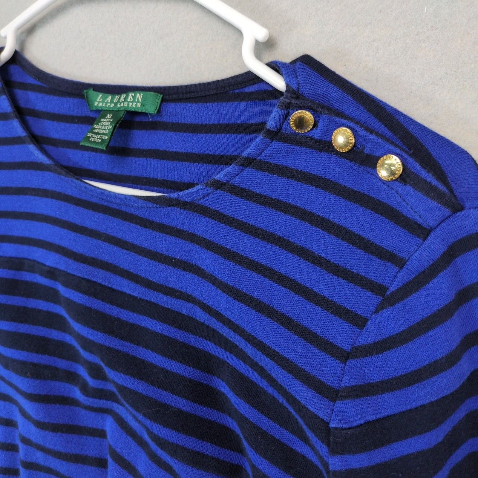 Lauren Ralph Lauren LRL Ralph Lauren Women's XL Blue Black Striped Top Size XL / US 12-14 / IT 48-50 - 4 Thumbnail