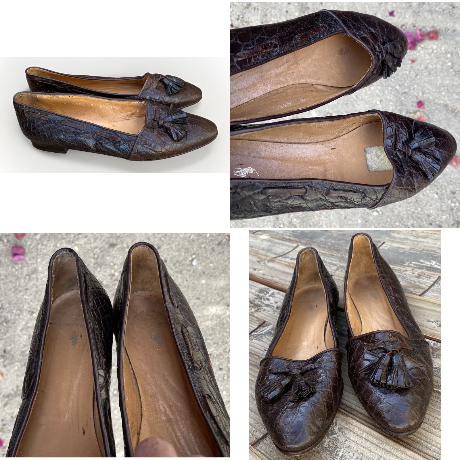 Ralph Lauren Ralph Lauren Vintage Alligator Embossed Leather Tassel Flat Women Size 6.5 AA Brown Leather Lining Narrow Outsole Vintage Yes Shoes Size US 7 / IT 37 - 8 Thumbnail