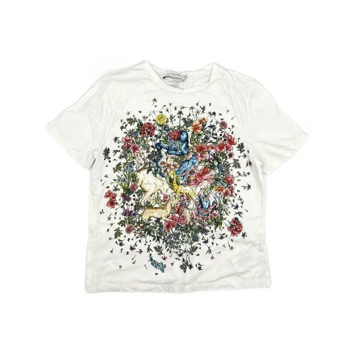 Dior Dior Floral Print Crew Neck T-Shirt for Women 0079-2507 Size L / US 10 / IT 46 - 2 Thumbnail