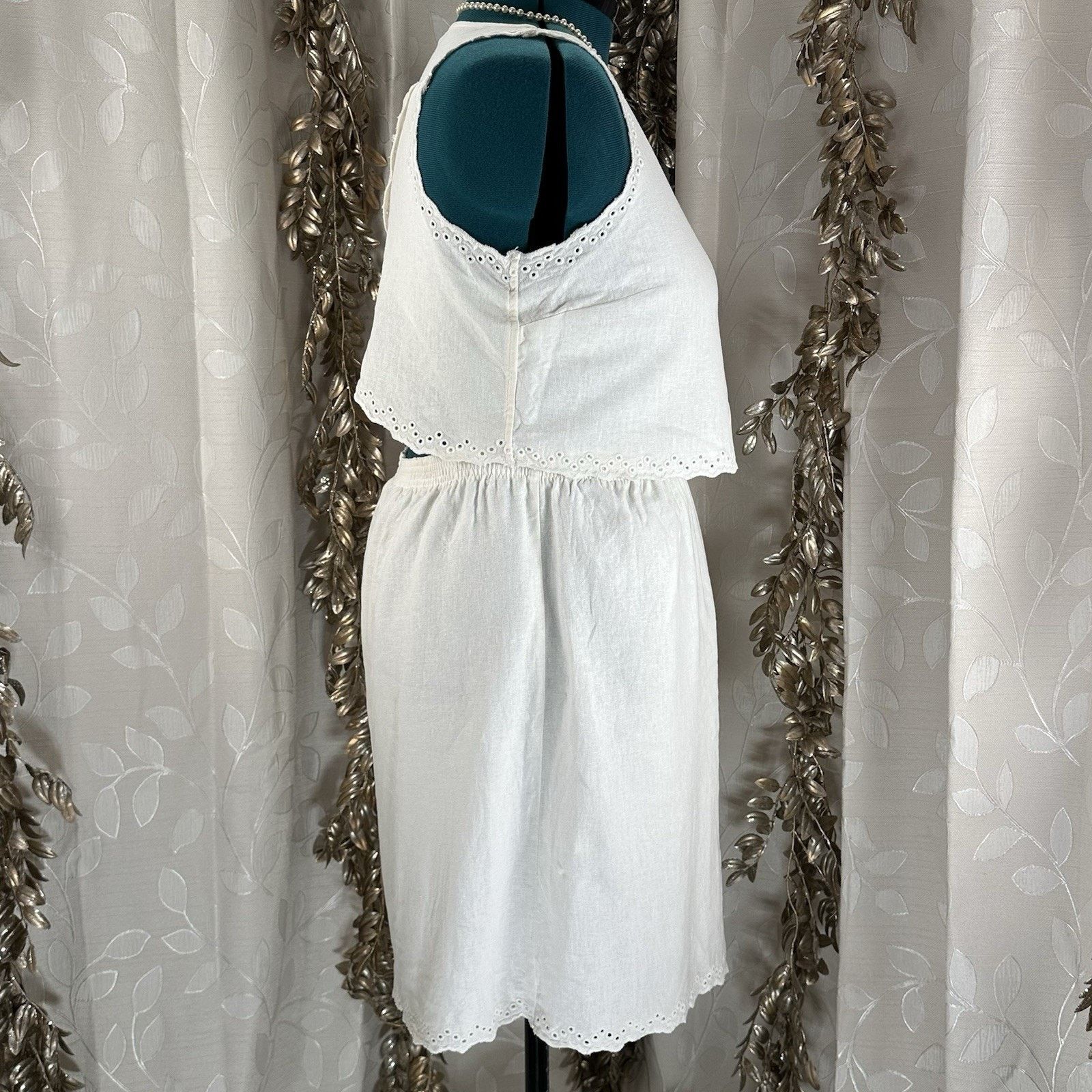 Loft LOFT White Eyelet Linen Dress Size 14 Sleeveless open back Size XL / US 12-14 / IT 48-50 - 2 Thumbnail