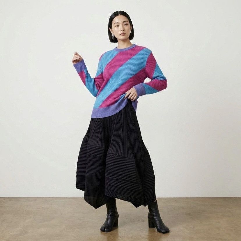 Issey Miyake ISSEY MIYAKE KNITWEAR MAGENTA BLUE COLORBLOCK Size M / US 6-8 / IT 42-44 - 2 Thumbnail