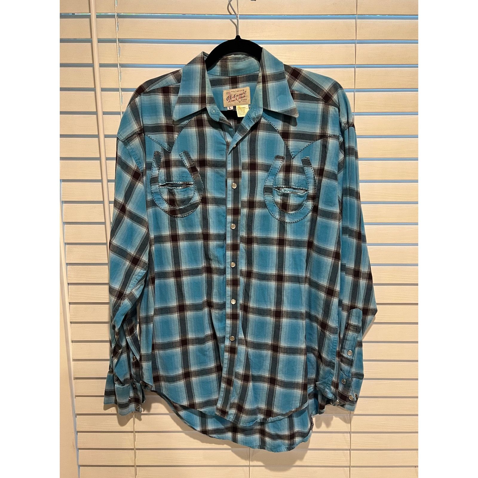 Rockmount Ranch Wear Rockmount Ranch Wear L Western Plaid Horseshoe Cowboy Pearl Size US L / EU 52-54 / 3 - 1 Thumbnail