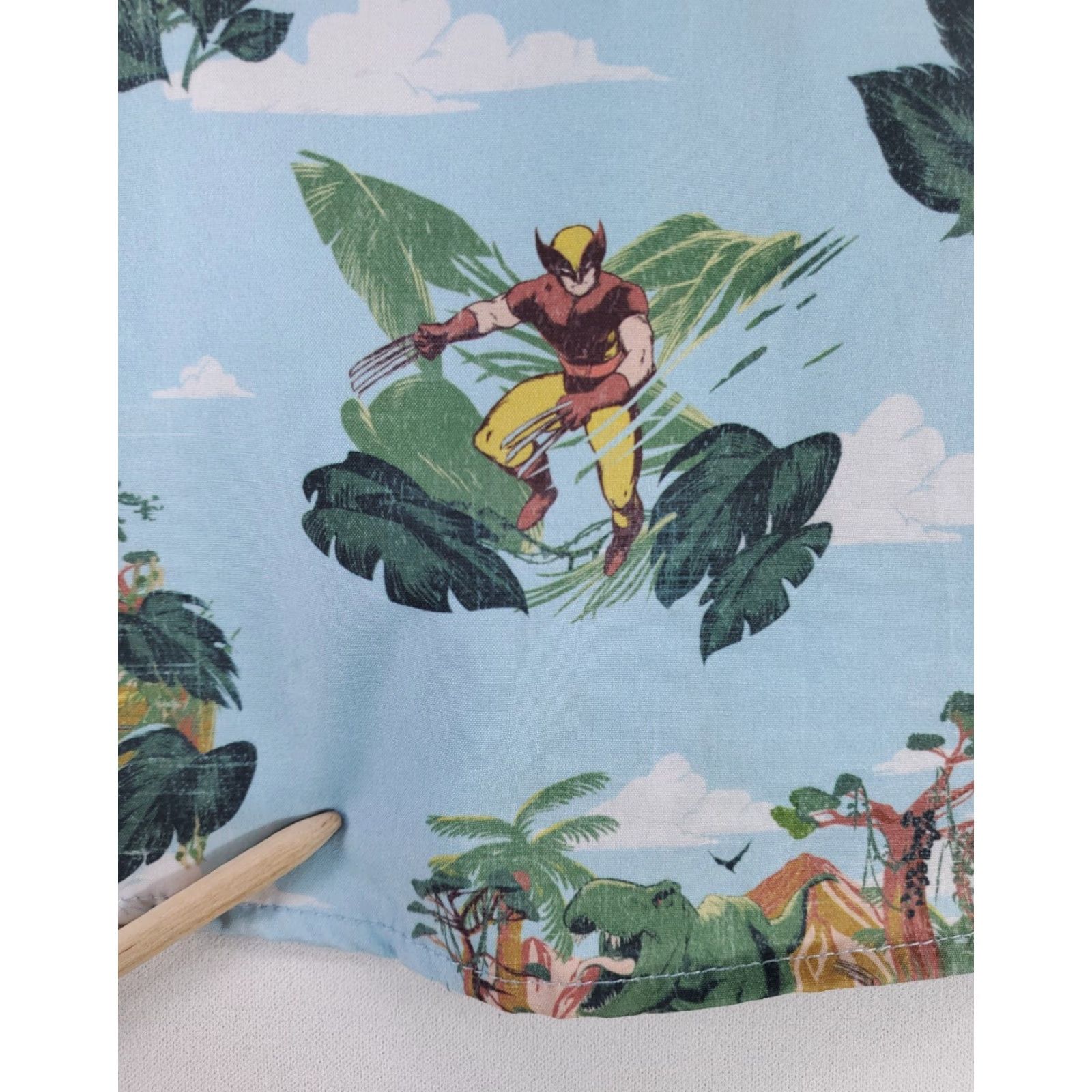 Vintage **RSVLTS Wolverine Sauron Mens Blue Hawaiian Shirt L** User: RSVLTS Wolverine Sauron Mens Blue Hawaiian Shirt L Size US L / EU 52-54 / 3 - 5 Thumbnail