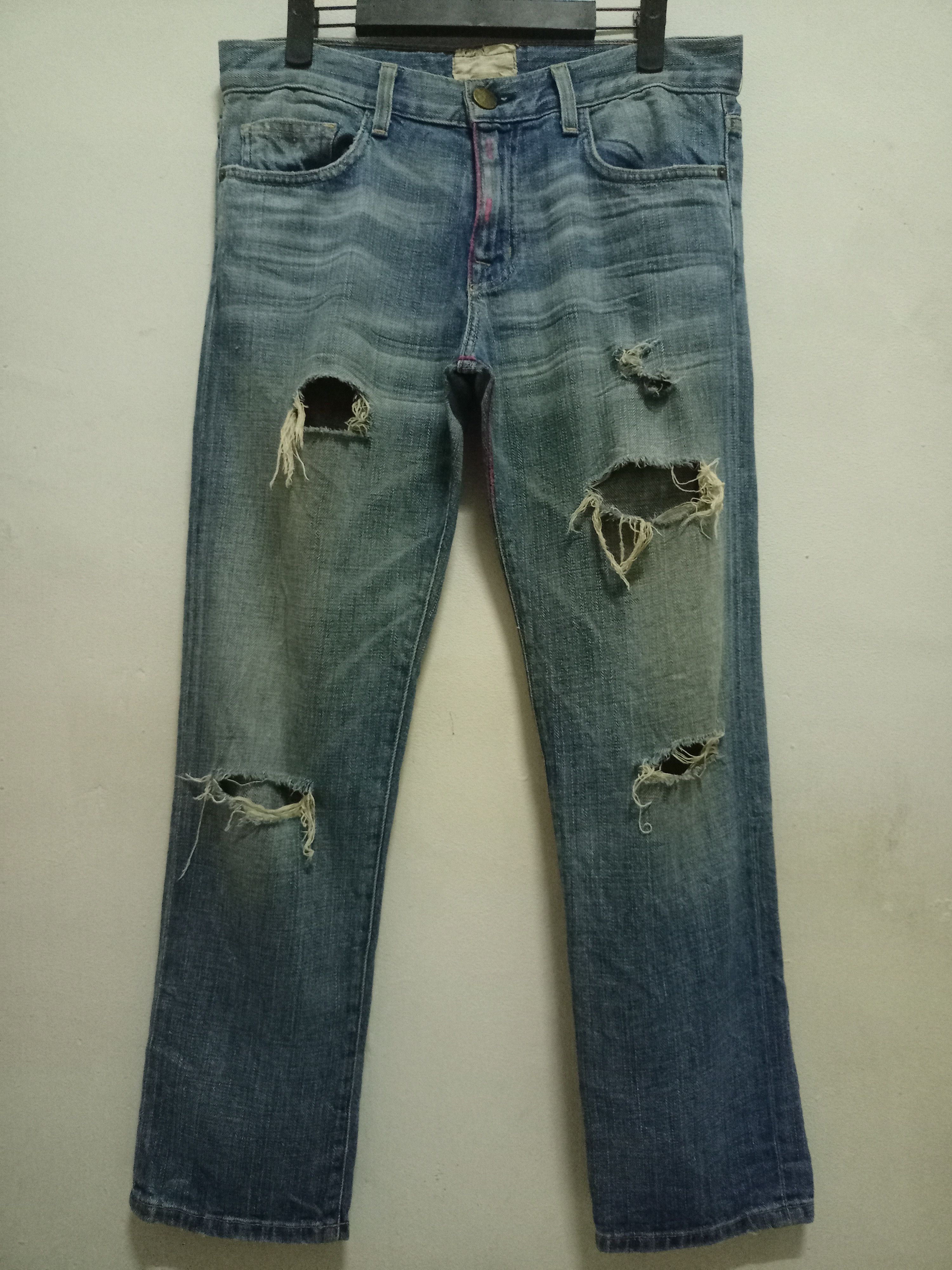 Current/Elliot Vintage USA Current Elliot Blue Wash Distressed Jeans Size US 32 / EU 48 - 1 Thumbnail