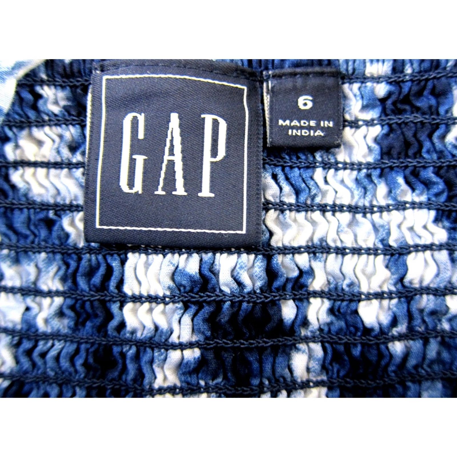 Gap GAP Blue White Tie Dye 100% Cotton Tie Shoulder Strap Midi Tank Dress 6 Size M / US 6-8 / IT 42-44 - 5 Thumbnail