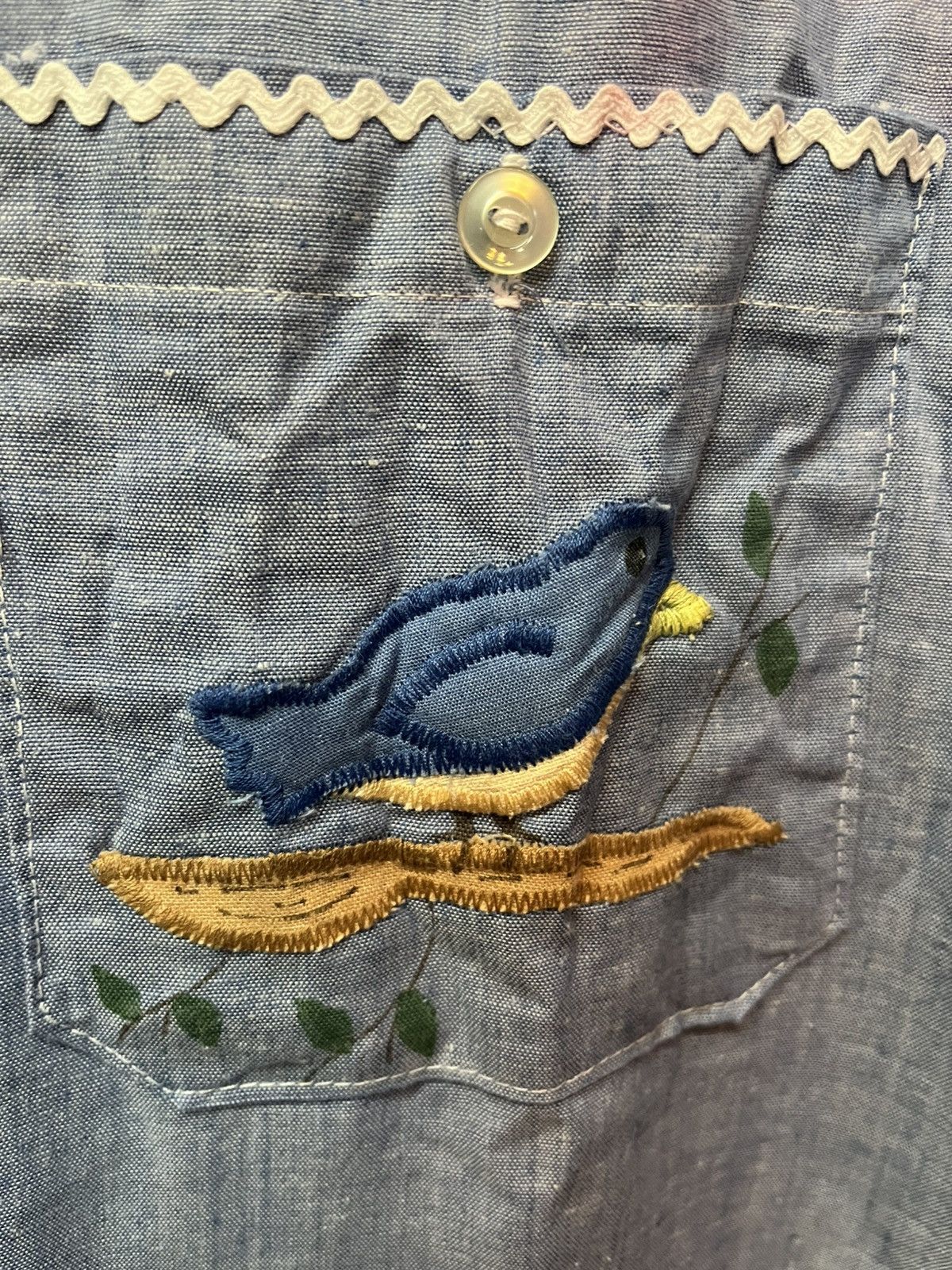 Other Vintage 1970s Cottage Crafts Bird Applique Chambray Shirt Size US L / EU 52-54 / 3 - 3 Thumbnail