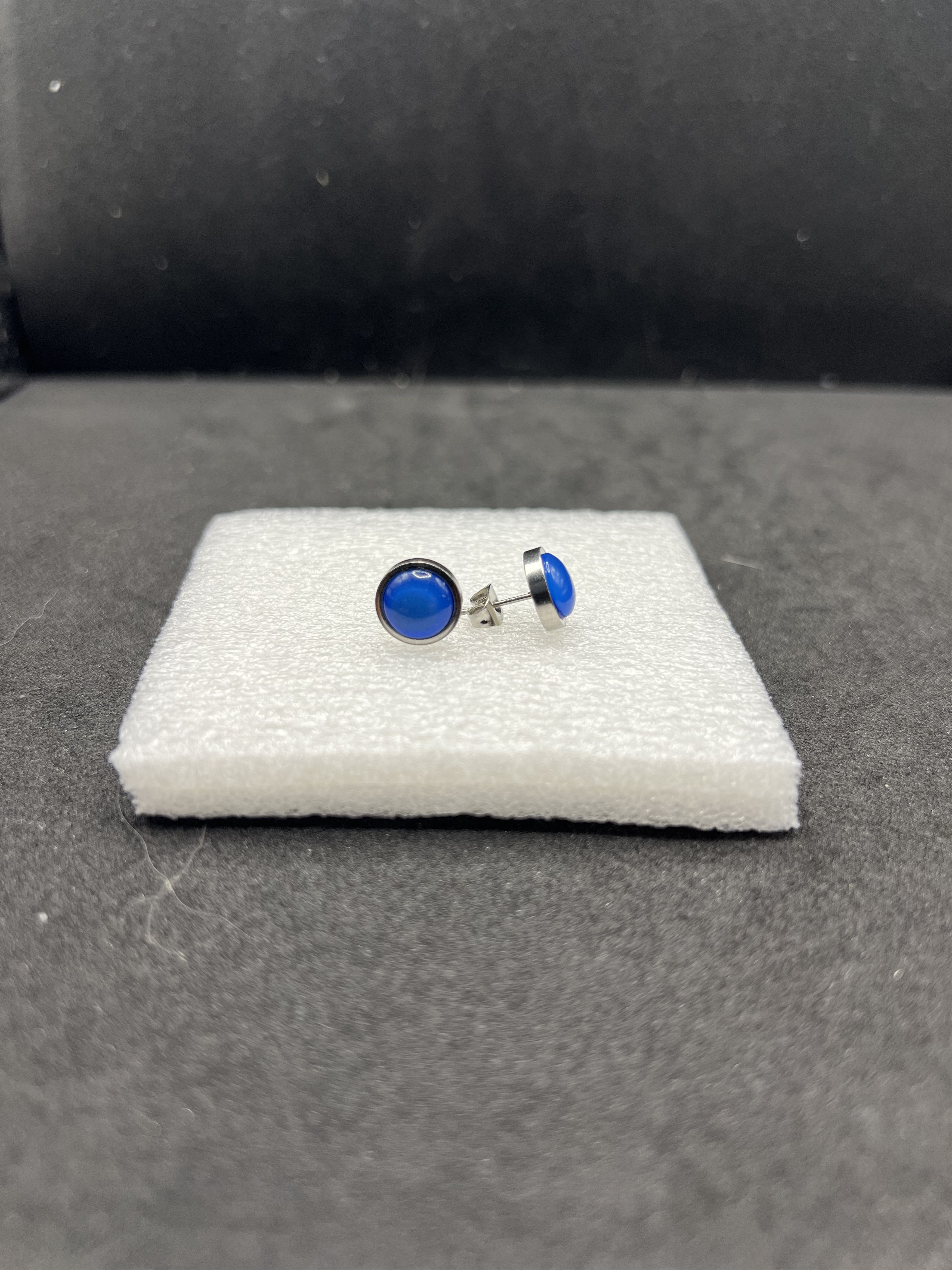 Handmade Navy Blue Crystal Stainless Steel Stud Earrings Size ONE SIZE - 1 Thumbnail
