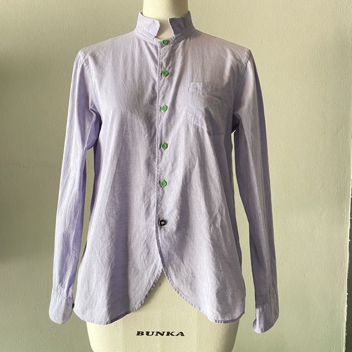 Frapbois FRAPBOIS Bright Lavender Mandarin Collar Button-Up Shirt Size M / US 6-8 / IT 42-44 - 19 Thumbnail