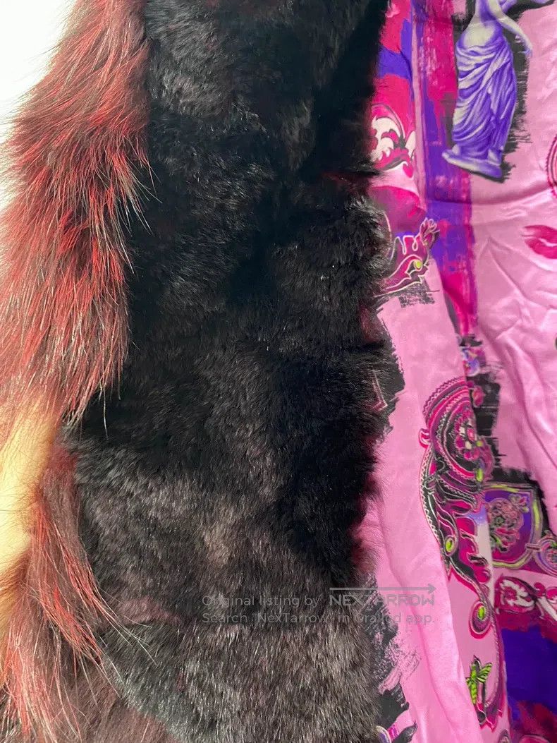 Versace Versace Rabbit fur coat burgundy Size S / US 4 / IT 40 - 3 Thumbnail