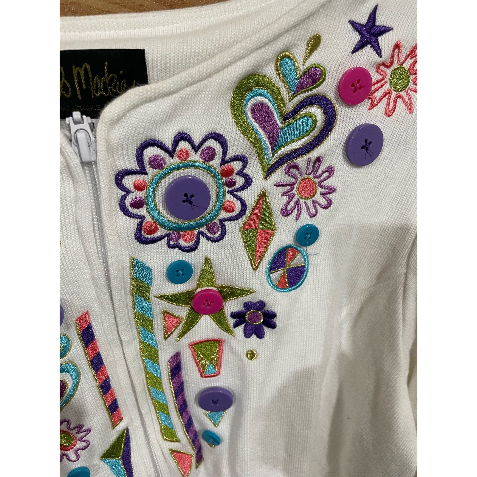 Bob Mackie Bob Mackie Wearable Art Zip Up Sweater, size XL Size XL / US 12-14 / IT 48-50 - 9 Thumbnail