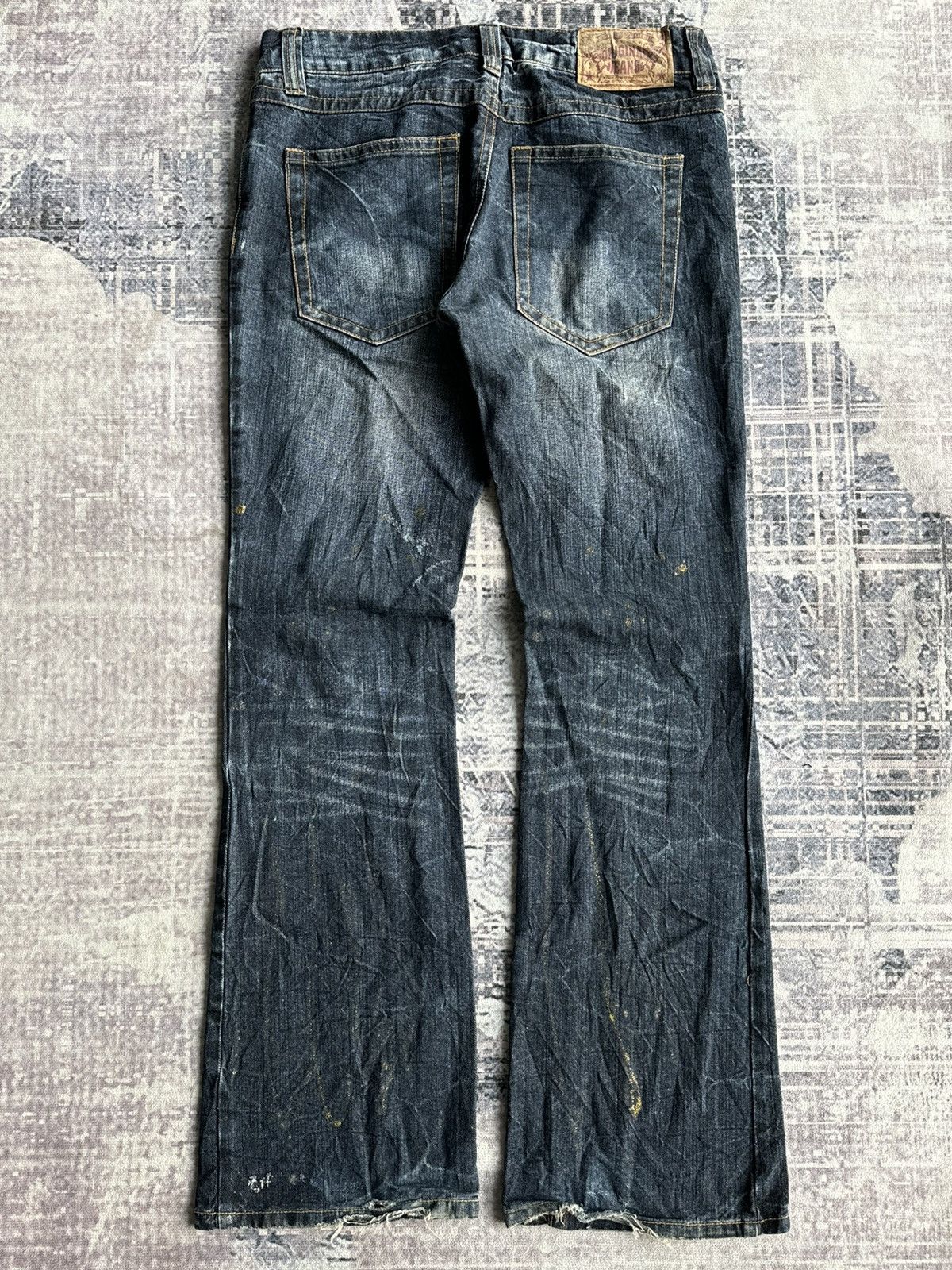 Japanese Brand Y2KVintage Gold Splash Punk Poem Flared Denim / ifsixwasnine Size US 33 - 2 Thumbnail