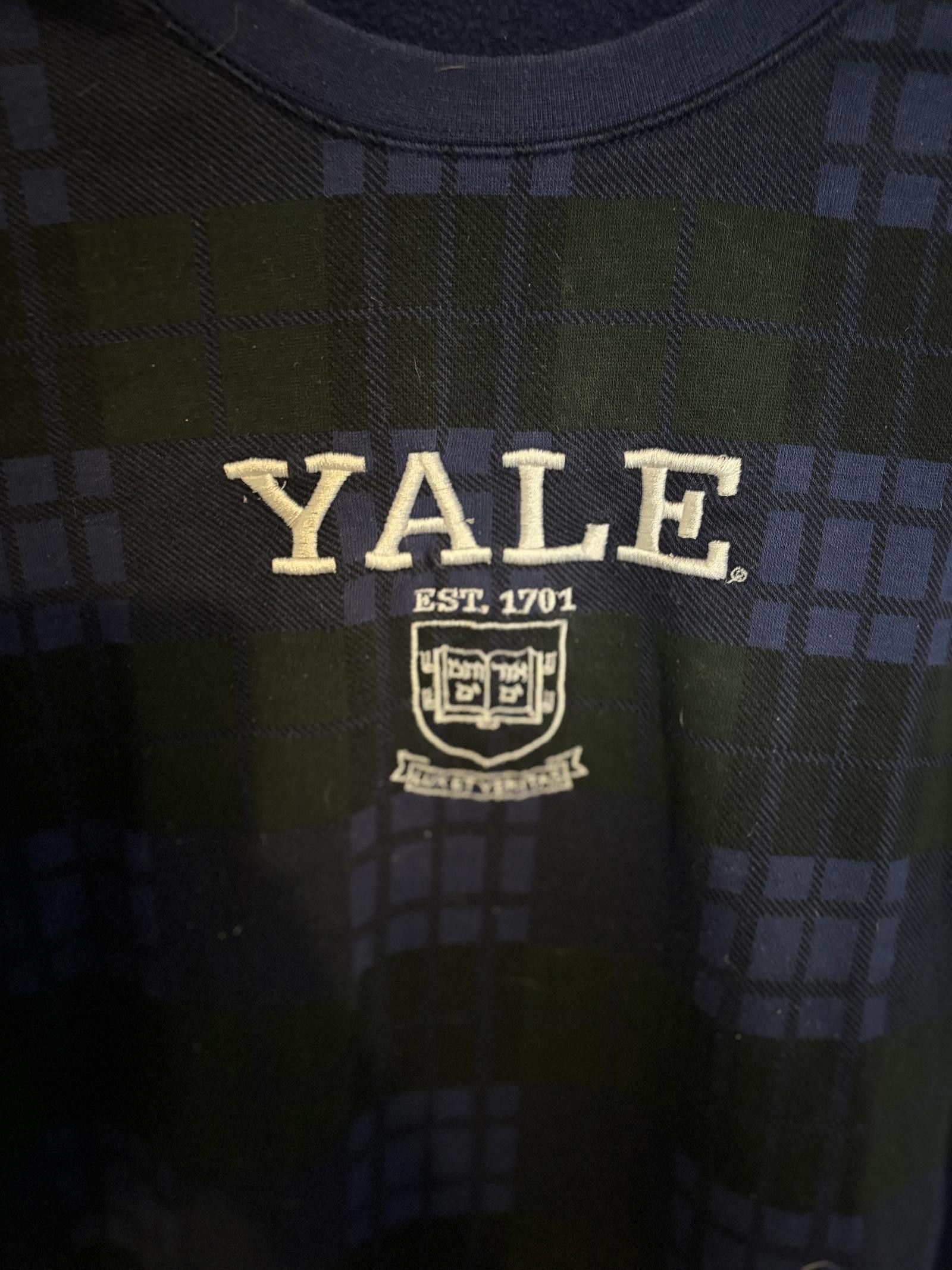 Designer Vintage Style Yale University Logo Sweatshirt - Plaid SMALL Size S / US 4 / IT 40 - 2 Thumbnail