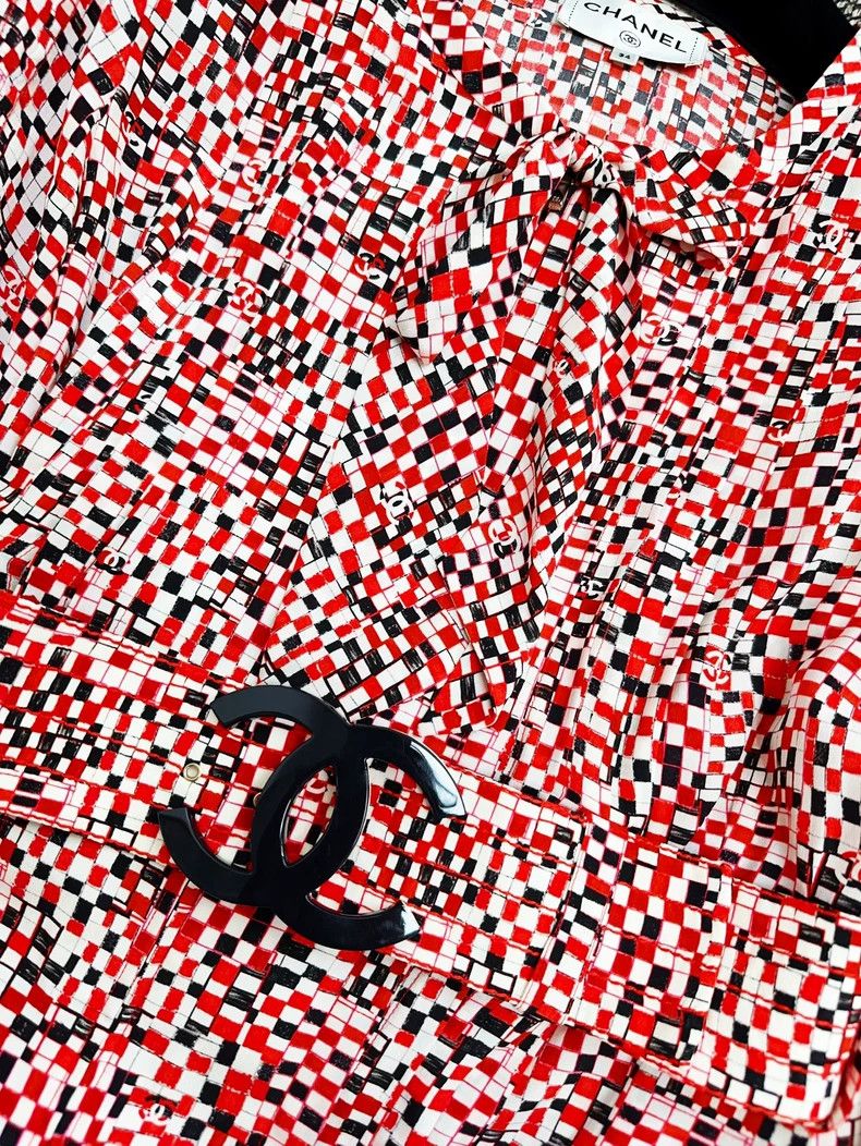 Chanel Chanel 17b red mosaic large double C belt dress long skirt Size XXS / US 00 / IT 34 - 5 Thumbnail
