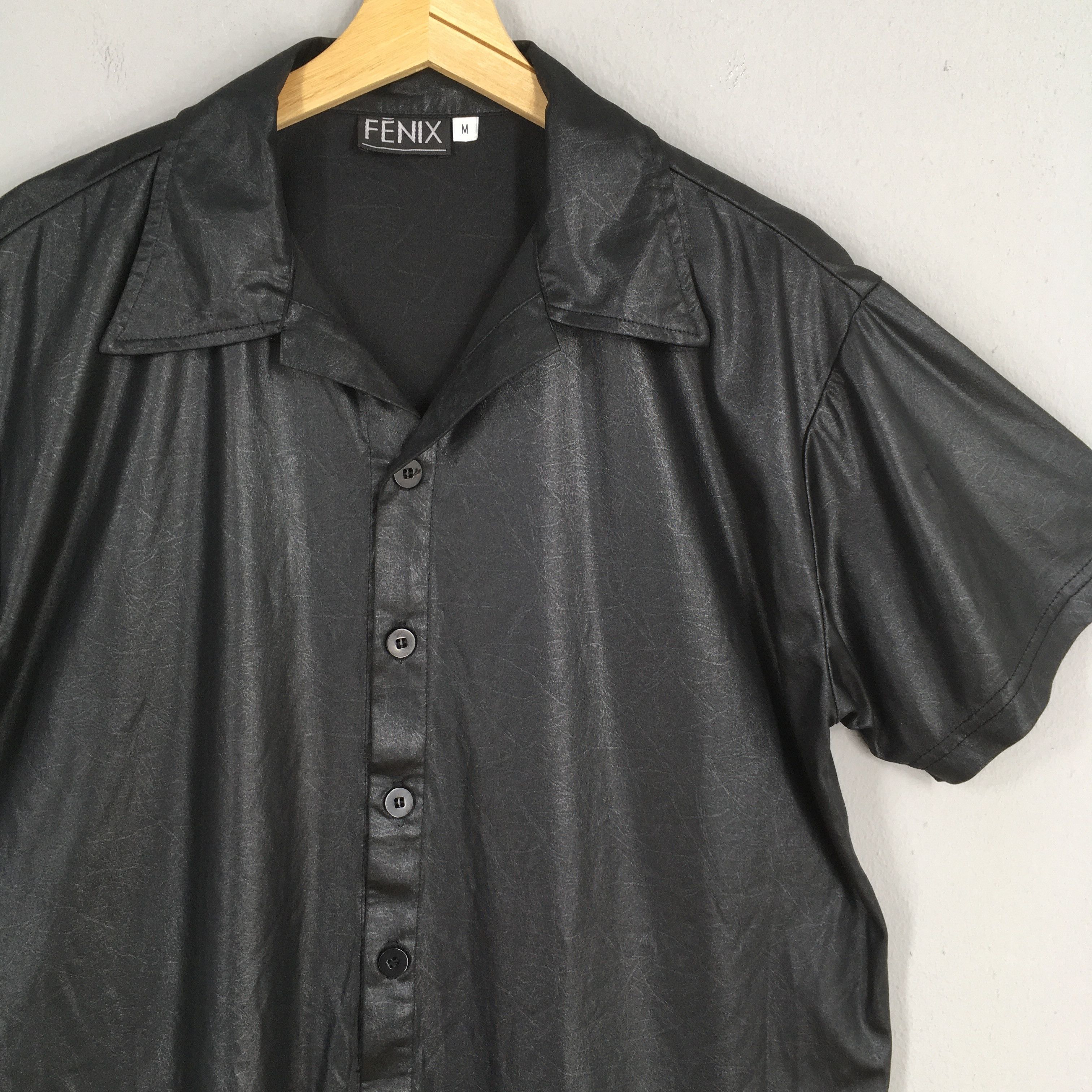 Vintage Vintage 70s Fenix Black Plain Polyester Shirt Medium Size US M / EU 48-50 / 2 - 2 Thumbnail