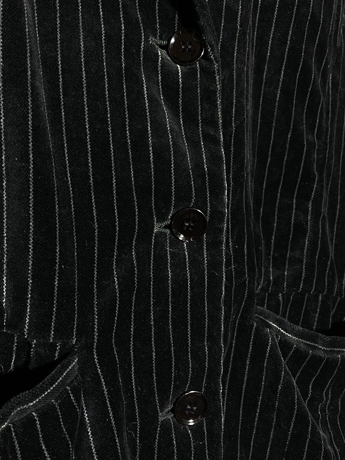 Armani Vintage 90s Armani Jeans Velour Striped Black Women’s Blazer Size M / US 6-8 / IT 42-44 - 12 Thumbnail