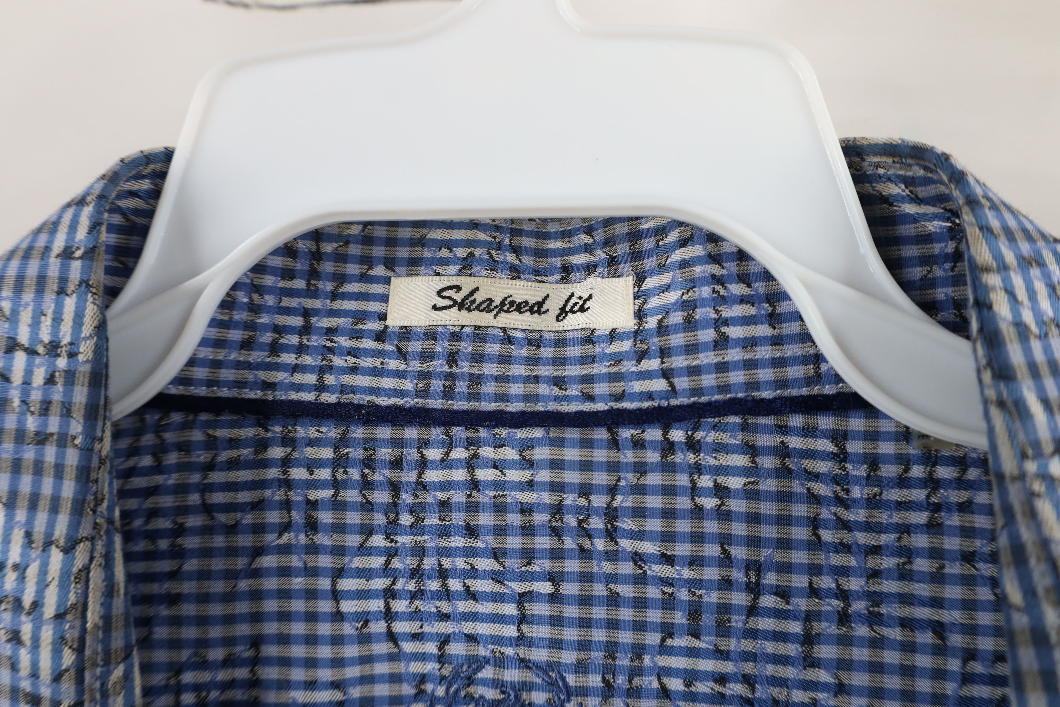 Vintage Bugatchi Uomo Fit Striped Flower Collared Button Shirt Blue Size US XL / EU 56 / 4 - 7 Thumbnail