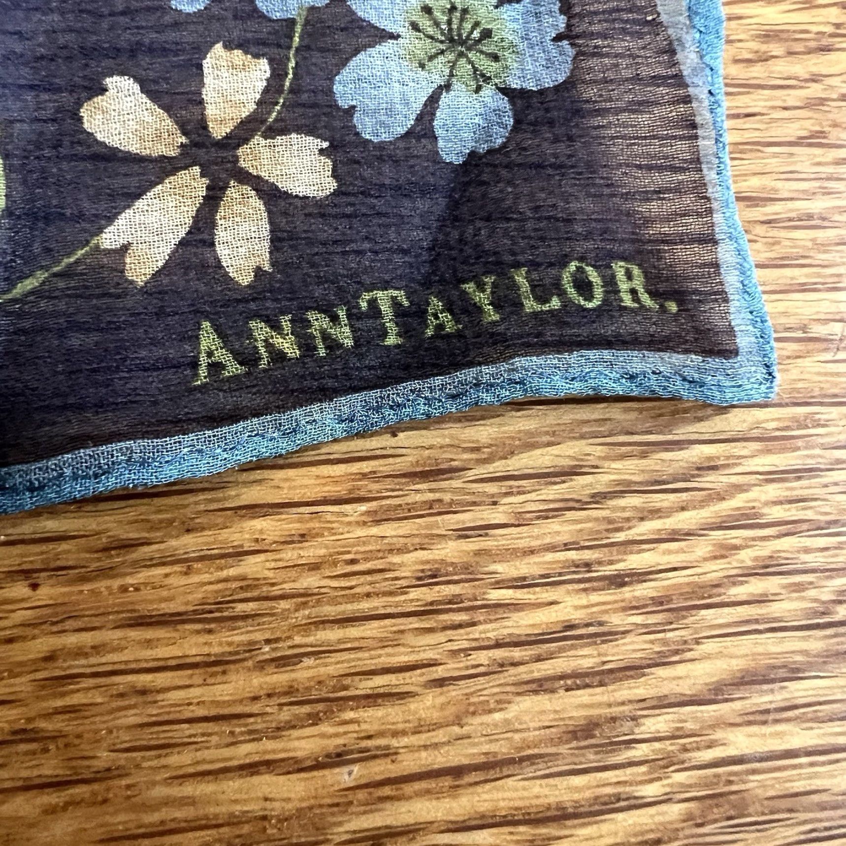 Ann Taylor VINTAGE Ann Taylor Silk Floral Square Scarf 15x15 Blue Women Adult Square Scarf 90s Size ONE SIZE - 4 Thumbnail