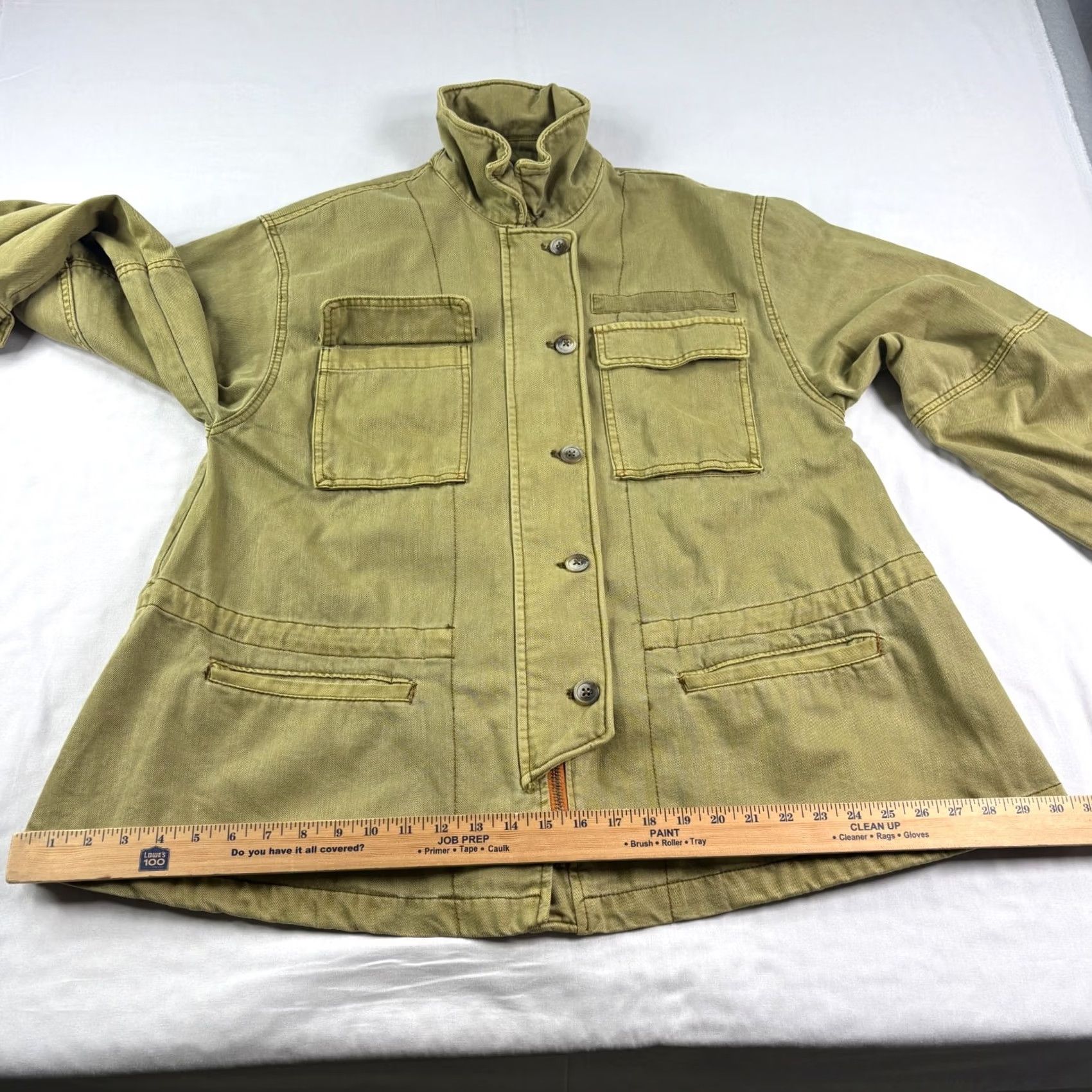 Free People VINTAGE Free People Jacket Womens Small Olive Green Seize The Day Military Oversized Size S / US 4 / IT 40 - 6 Thumbnail