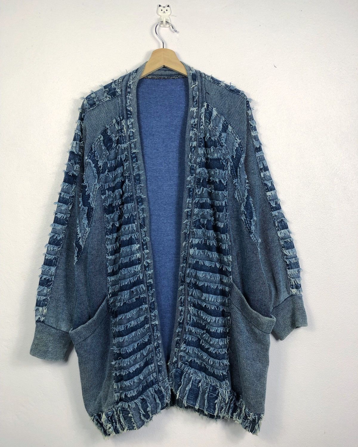 image of Vintage Denim Kapital Inspired Cardigan Robe in Blue, Men's (Size Large)