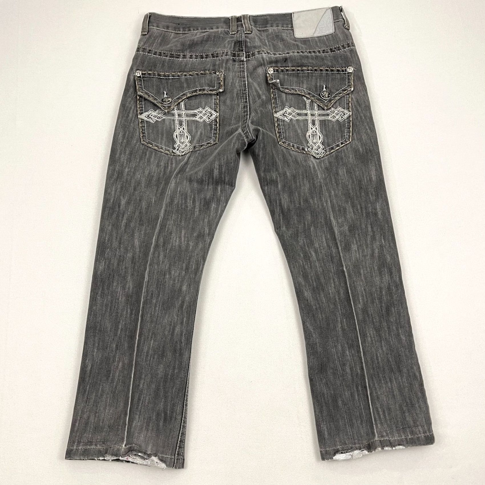 Southpole Southpole Jeans Adult 34 x 26 Washed Gray Hip Hop Grunge Wide-Leg 5-Pocket Denim Cotton Blend Regular Size Type Regular Mens Womens Size 24" / US 00 / IT 34 - 6 Thumbnail