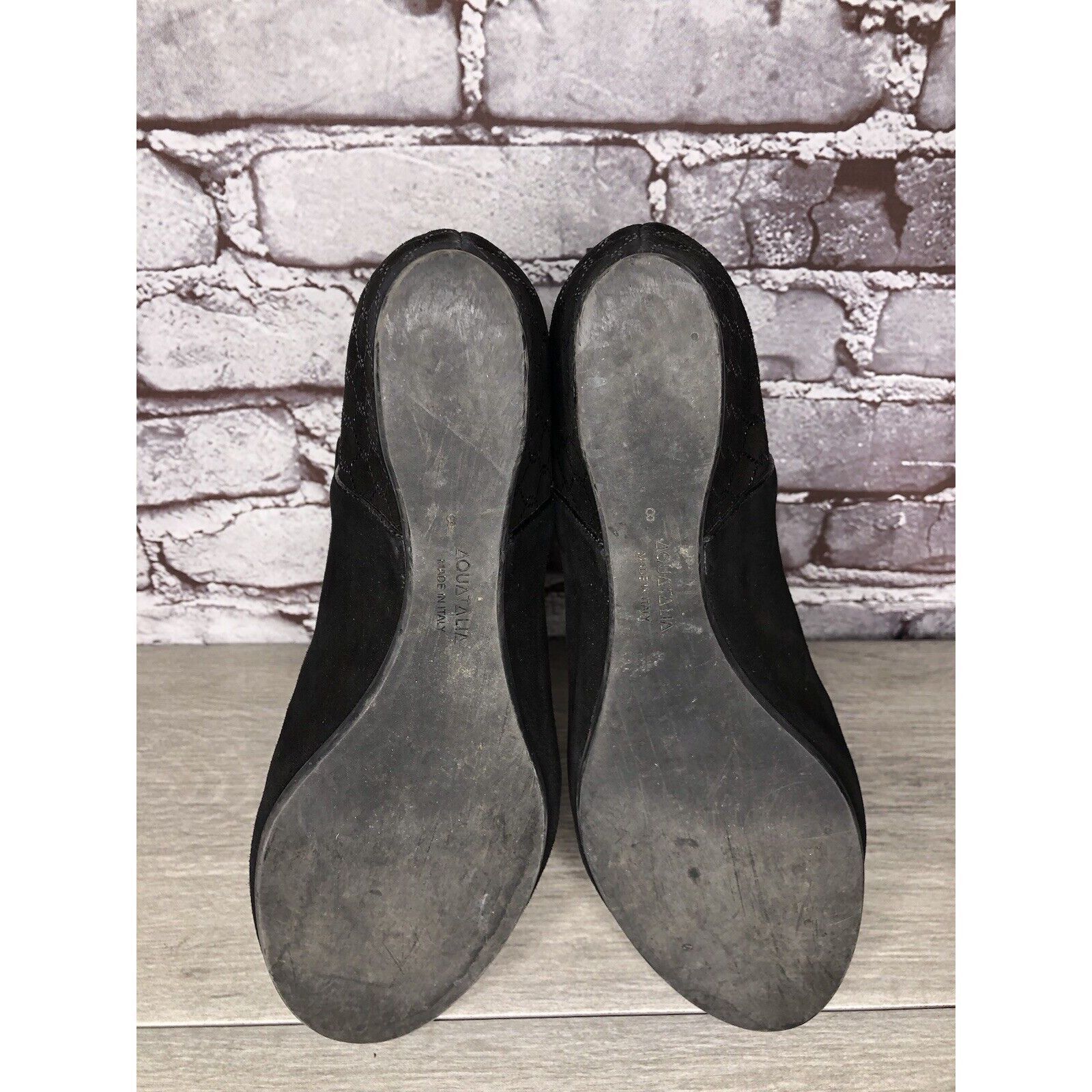 Aquatalia Aquatalia Black Suede Leather Wedge Back Zipper Booties Wome Size US 8 / IT 38 - 10 Thumbnail