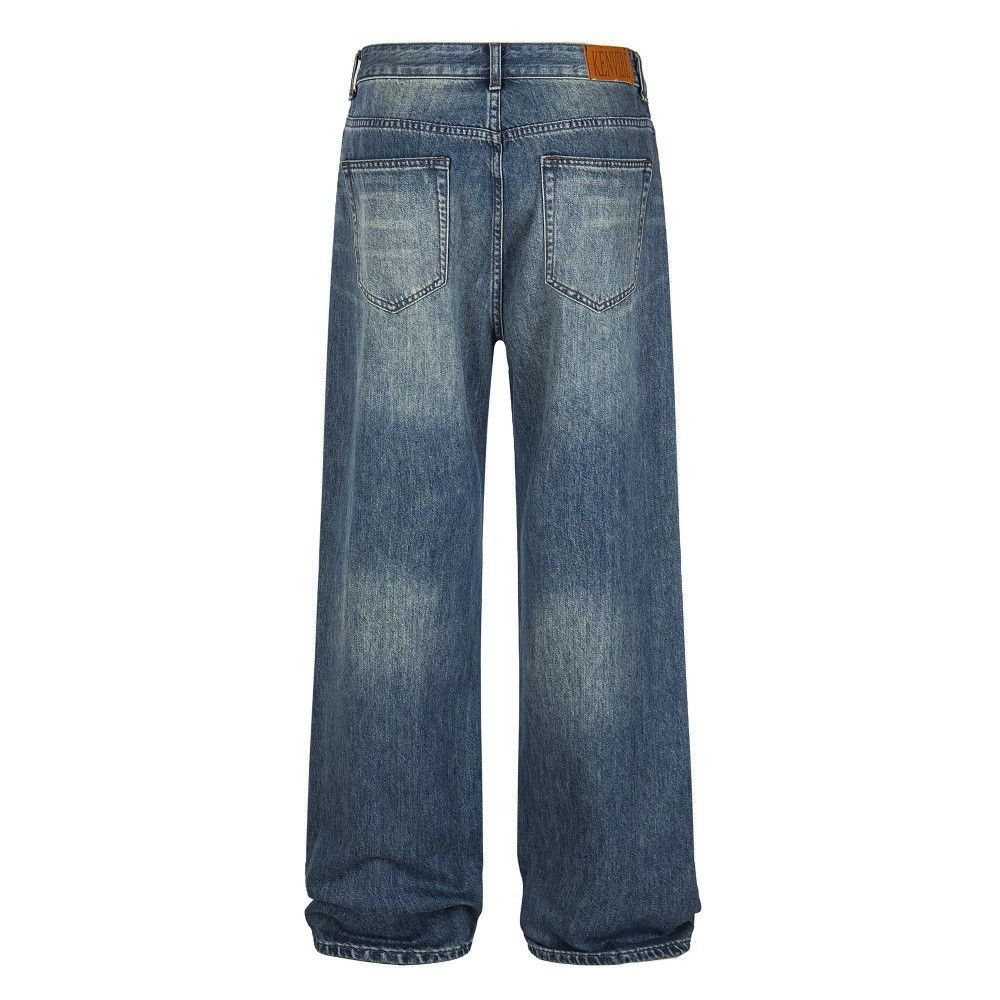 Jean Men's metal rivet washed distressed hippie trend jeans y2k Size US 32 / EU 48 - 2 Thumbnail