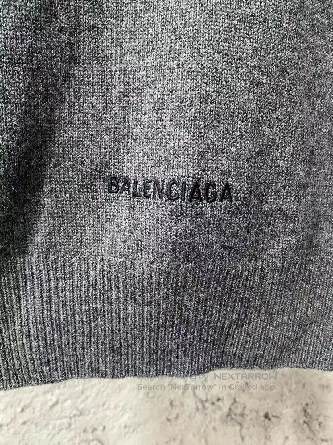 Balenciaga gray embroidered logo sweater by Balenciaga. Size US XS / EU 42 / 0 - 3 Thumbnail