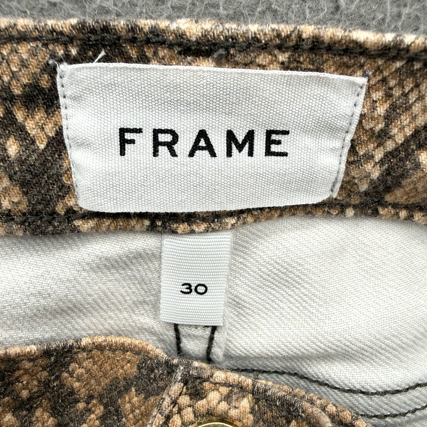 Frame VINTAGE FRAME High Skinny Crop Jeans Womens 30 Brown Coated Python Snake Print Denim Size 30" / US 8 / IT 44 - 3 Thumbnail