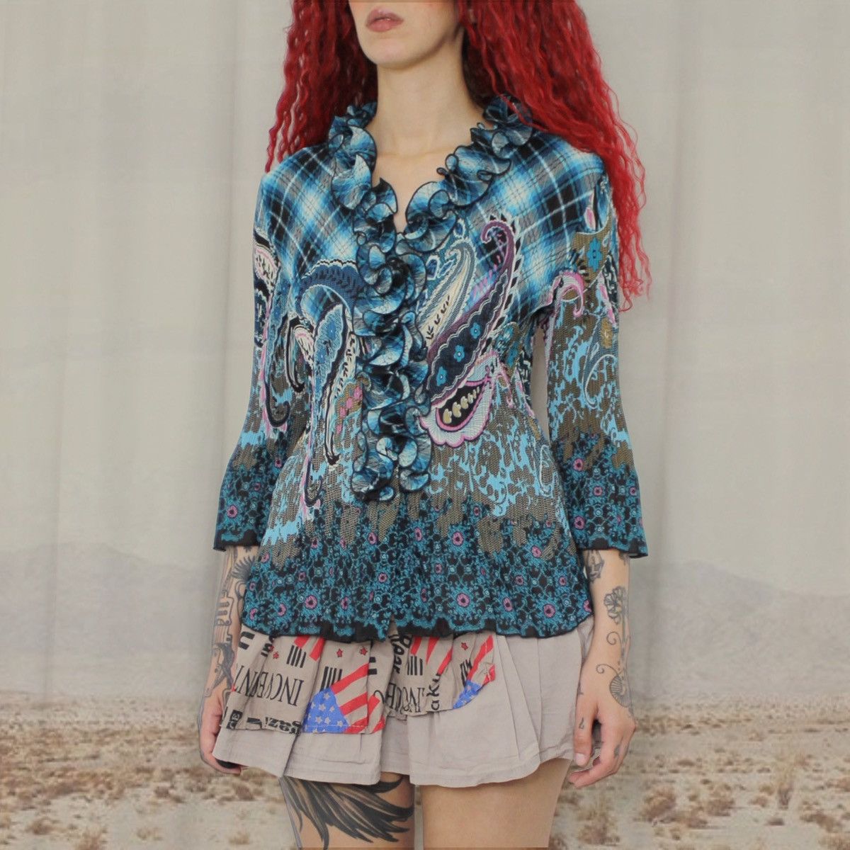 Other 🎭TARTAN TEAL TOP🎭 Size M / US 6-8 / IT 42-44 - 2 Thumbnail