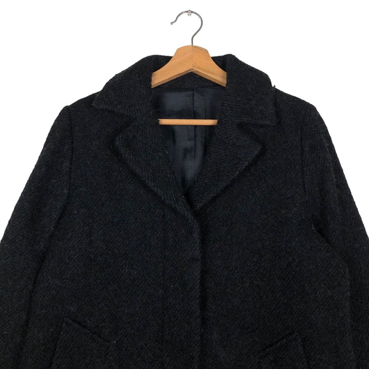 Japanese Brand 🔥Rich Black - Long Fly Coats Wool Herringbone MHL England Size US M / EU 48-50 / 2 - 3 Thumbnail