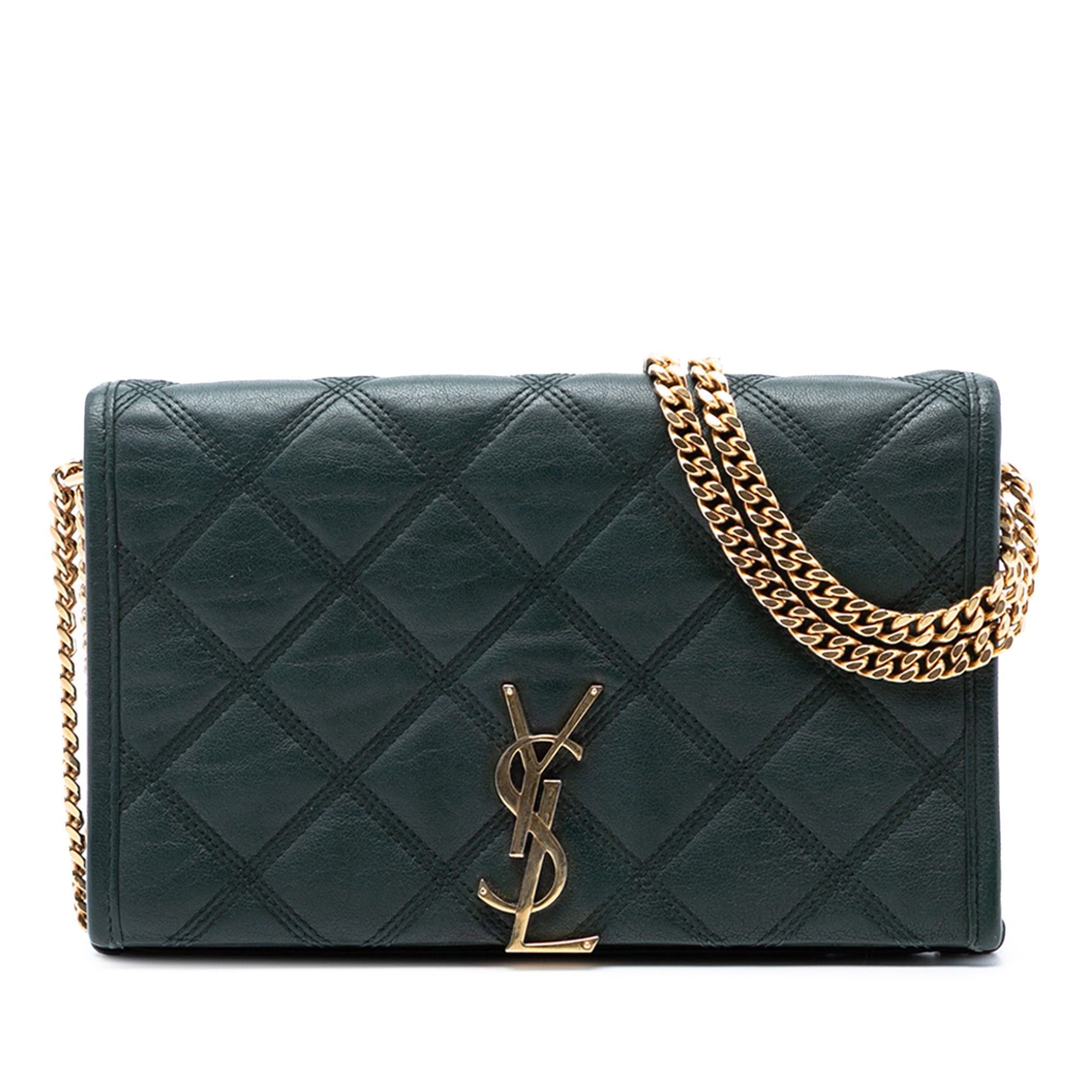 Saint Laurent Paris Quilted Lambskin Diamond Becky Chain Wallet Size ONE SIZE - 1 Thumbnail