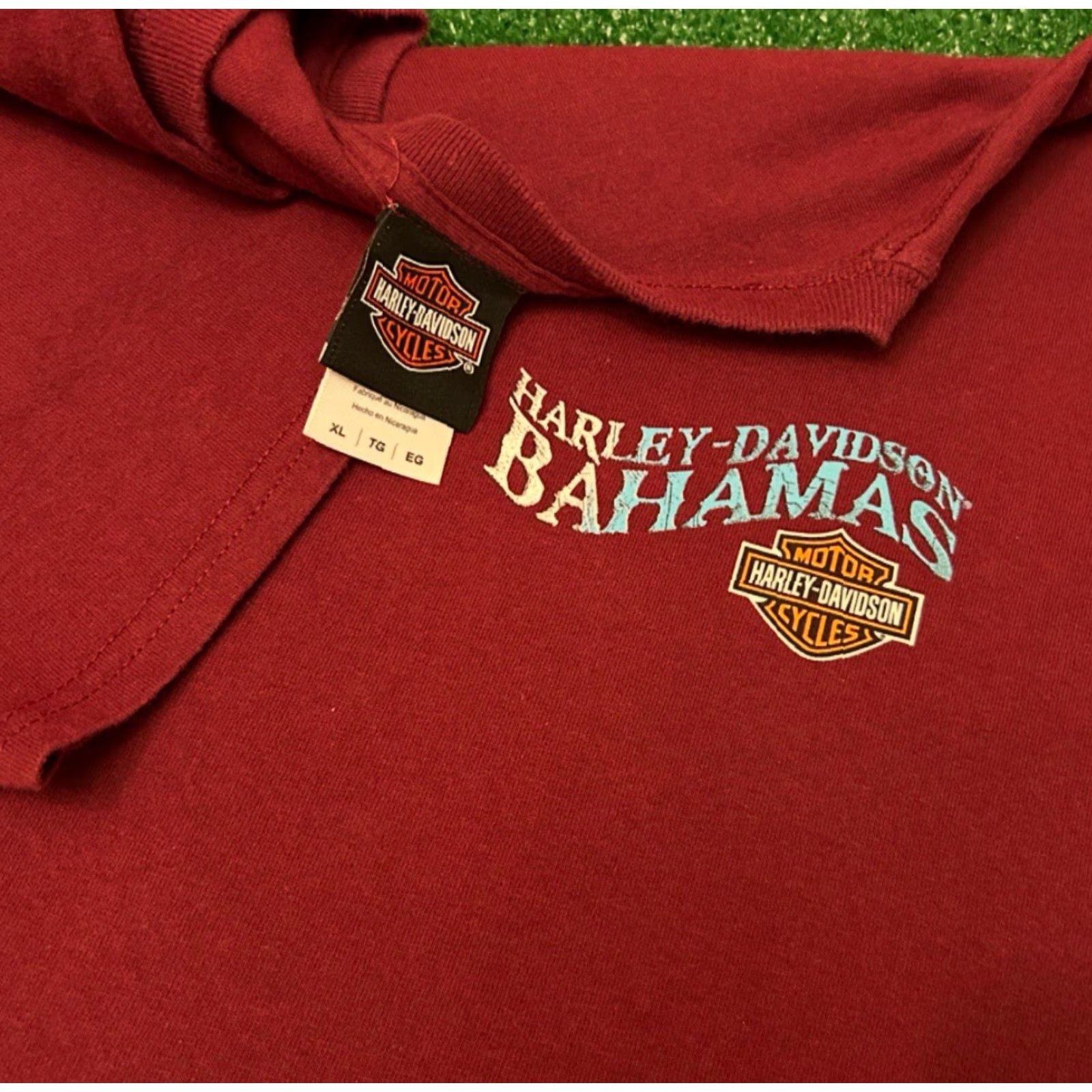 Harley Davidson VINTAGE Harley-Davidson Shirt Mens XL Burgundy 90s Y2K Biker Bahamas Paradise VTG Logo Shirt Mens XL Size US XL / EU 56 / 4 - 3 Thumbnail