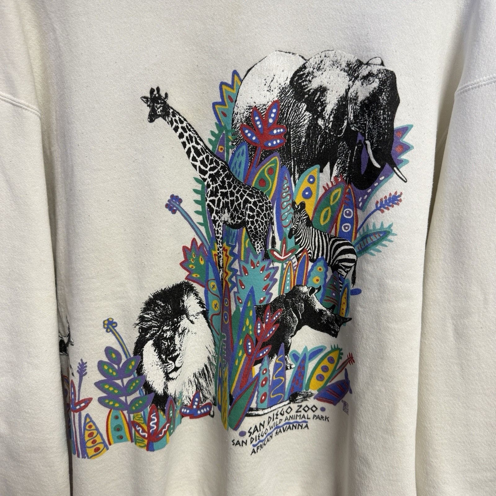 Vintage Vintage San Diego Zoo Sweatshirt Mens M 23x25.5 White Nature Size US M / EU 48-50 / 2 - 5 Thumbnail