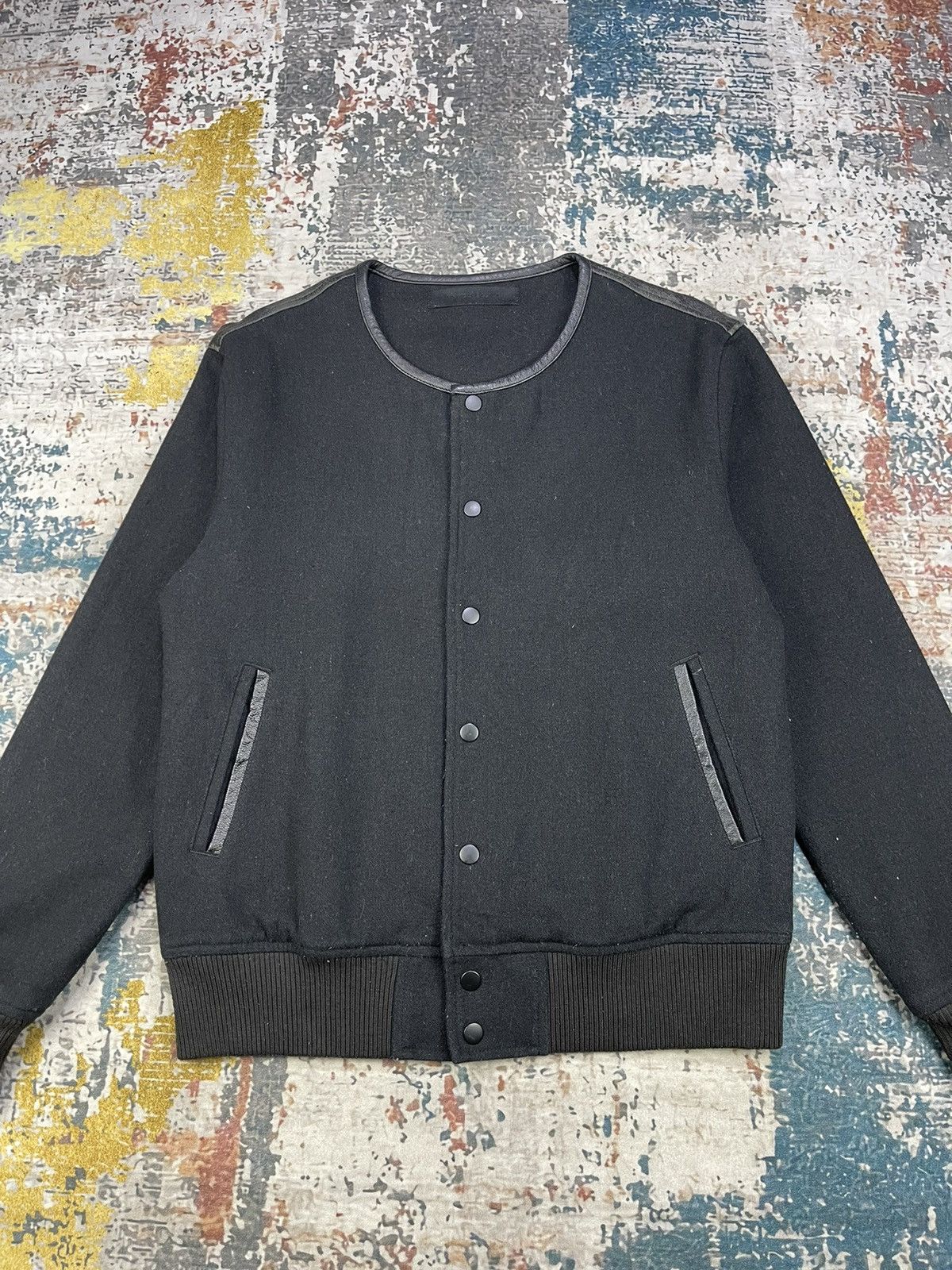 Black Scale BLVCK SCVLE Hybrid Back Leather Front Wool Jackets Size US M / EU 48-50 / 2 - 4 Thumbnail